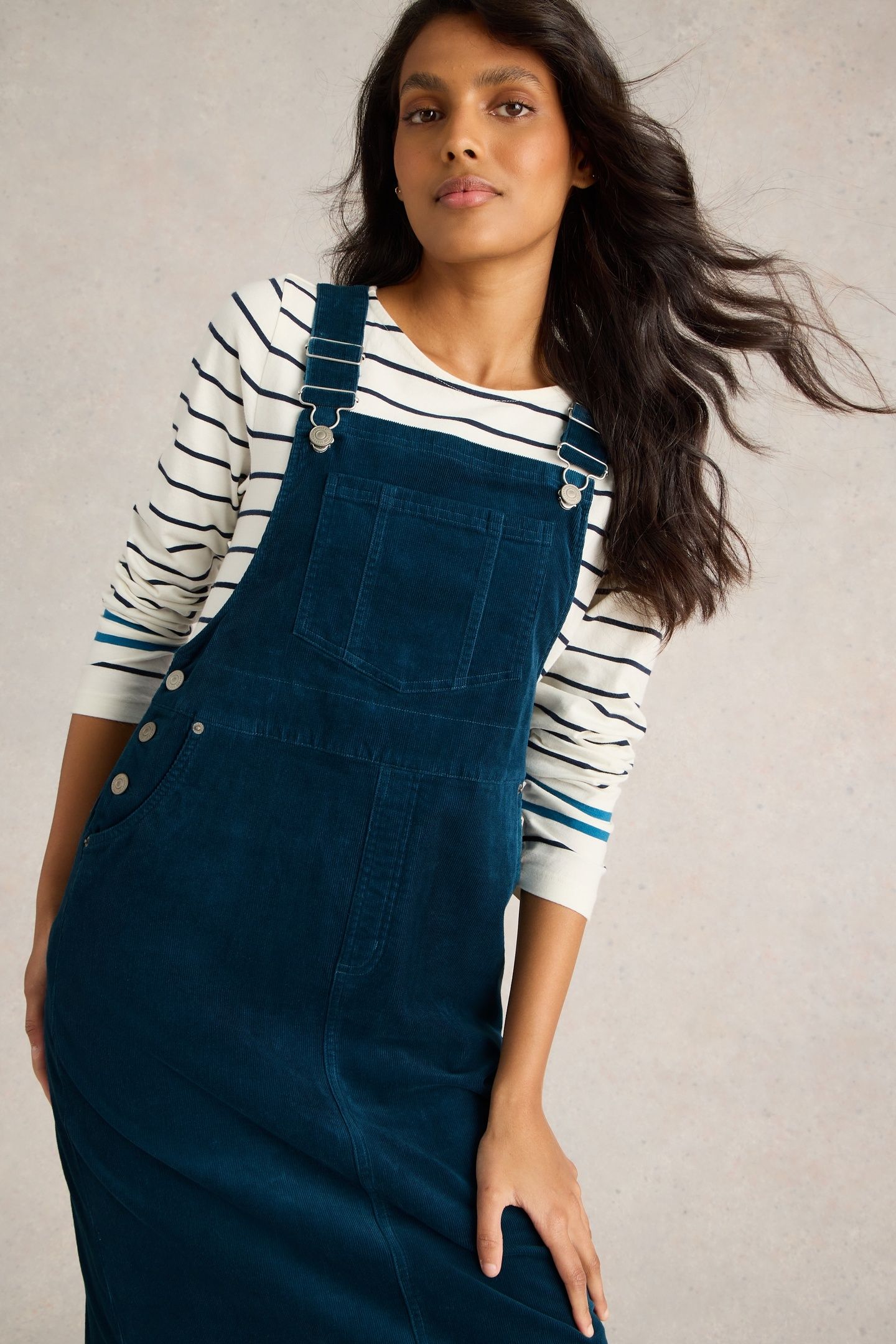 EMMIE ORGANIC CORD MIDI PINNY DARK TEAL 2