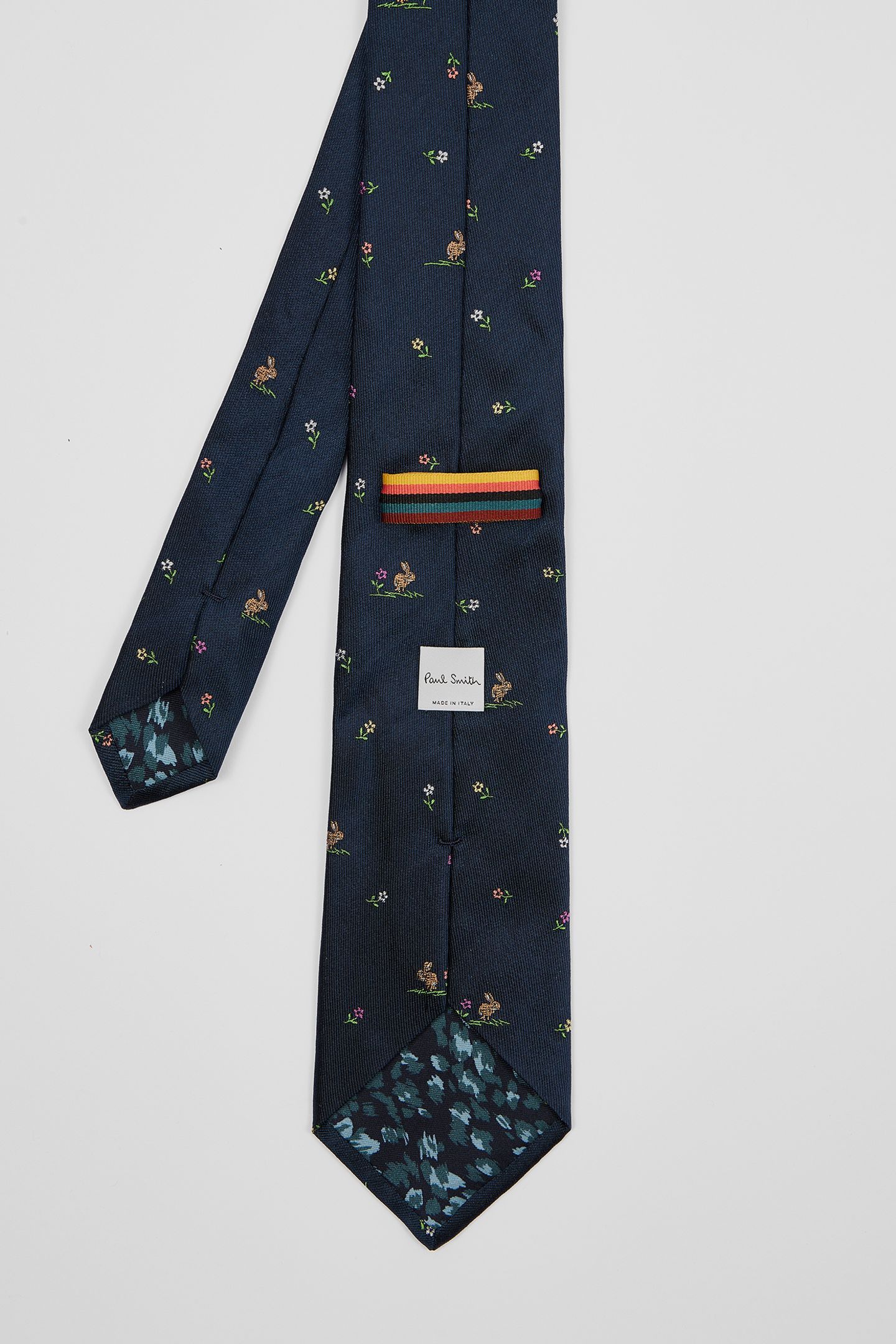 MEN TIE SMALL RABBIT FLRL NAVY 5