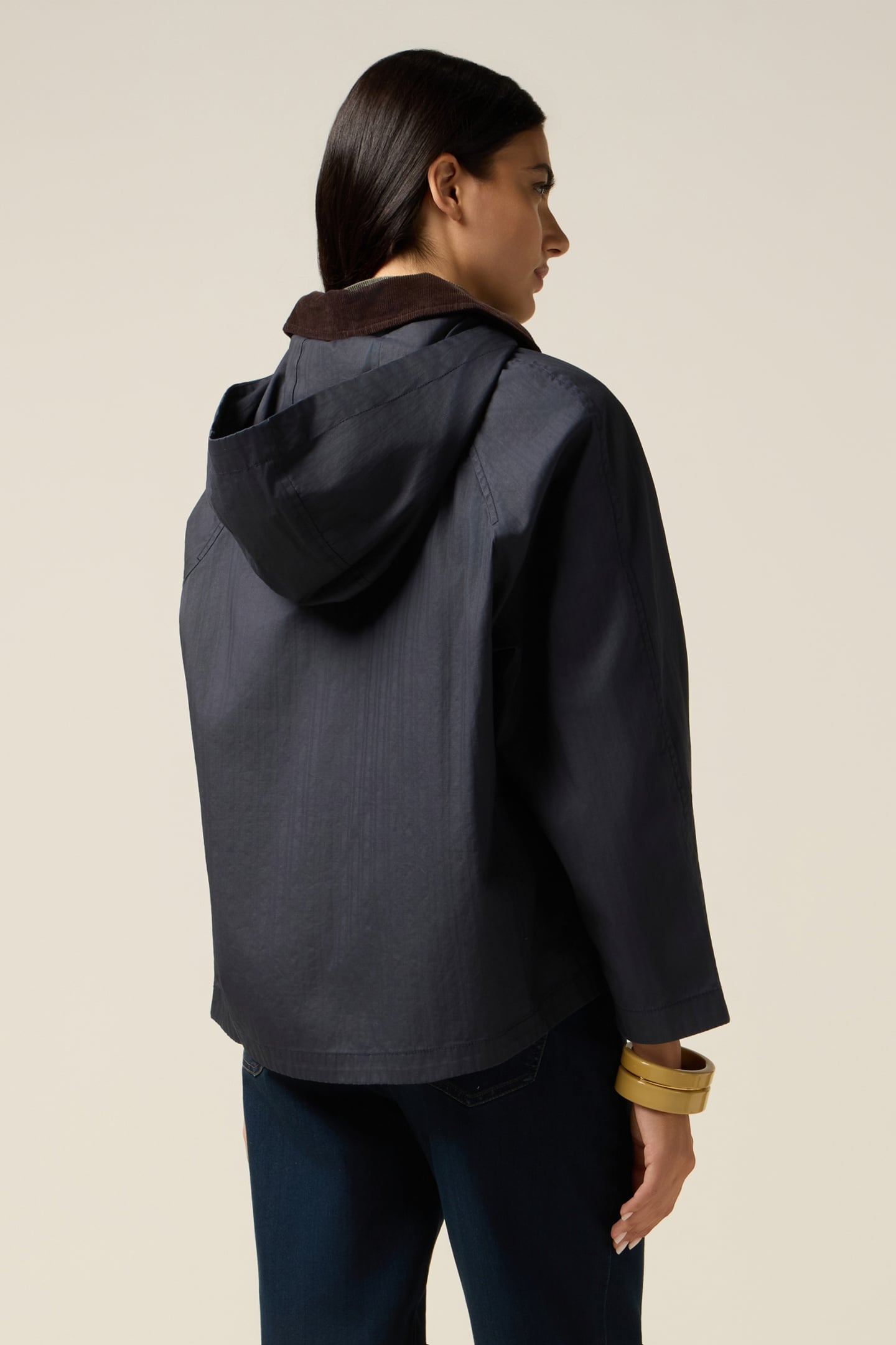 SHORT COTTON PARKA WITH HOOD BLUE 2