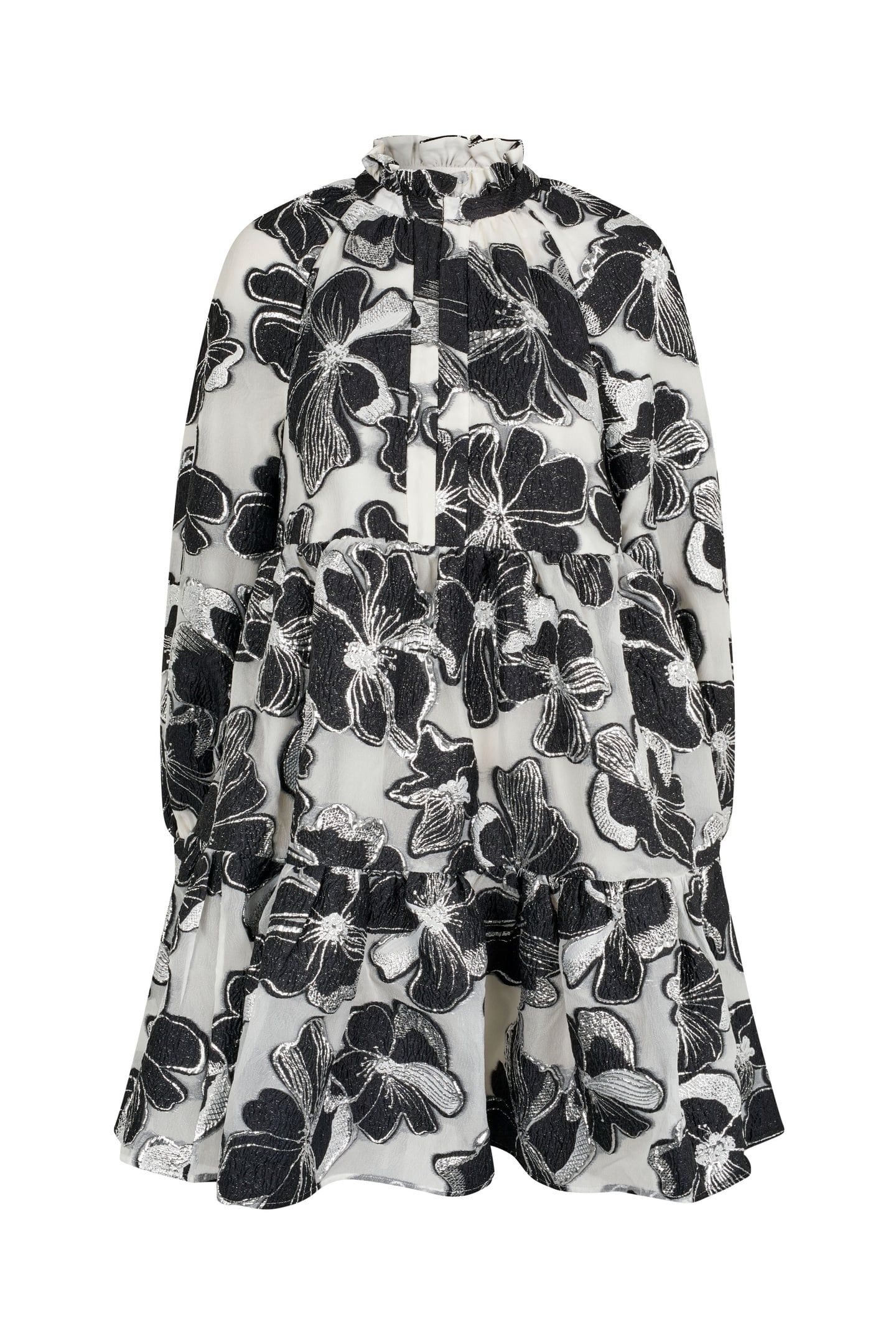 TIER VOLUMINOUS RUFFLE MINI DRESS ANEMONE JACQUARD 3