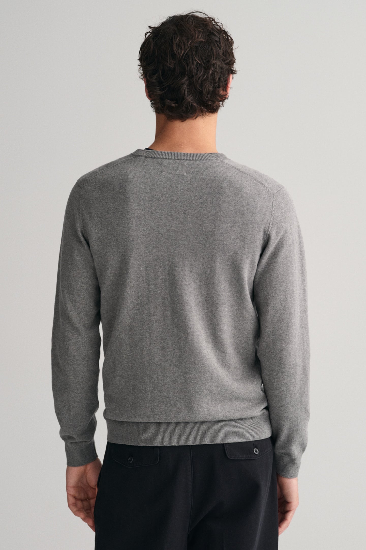 CLASSIC COTTON V-NECK DARK GREY MELANGE 4