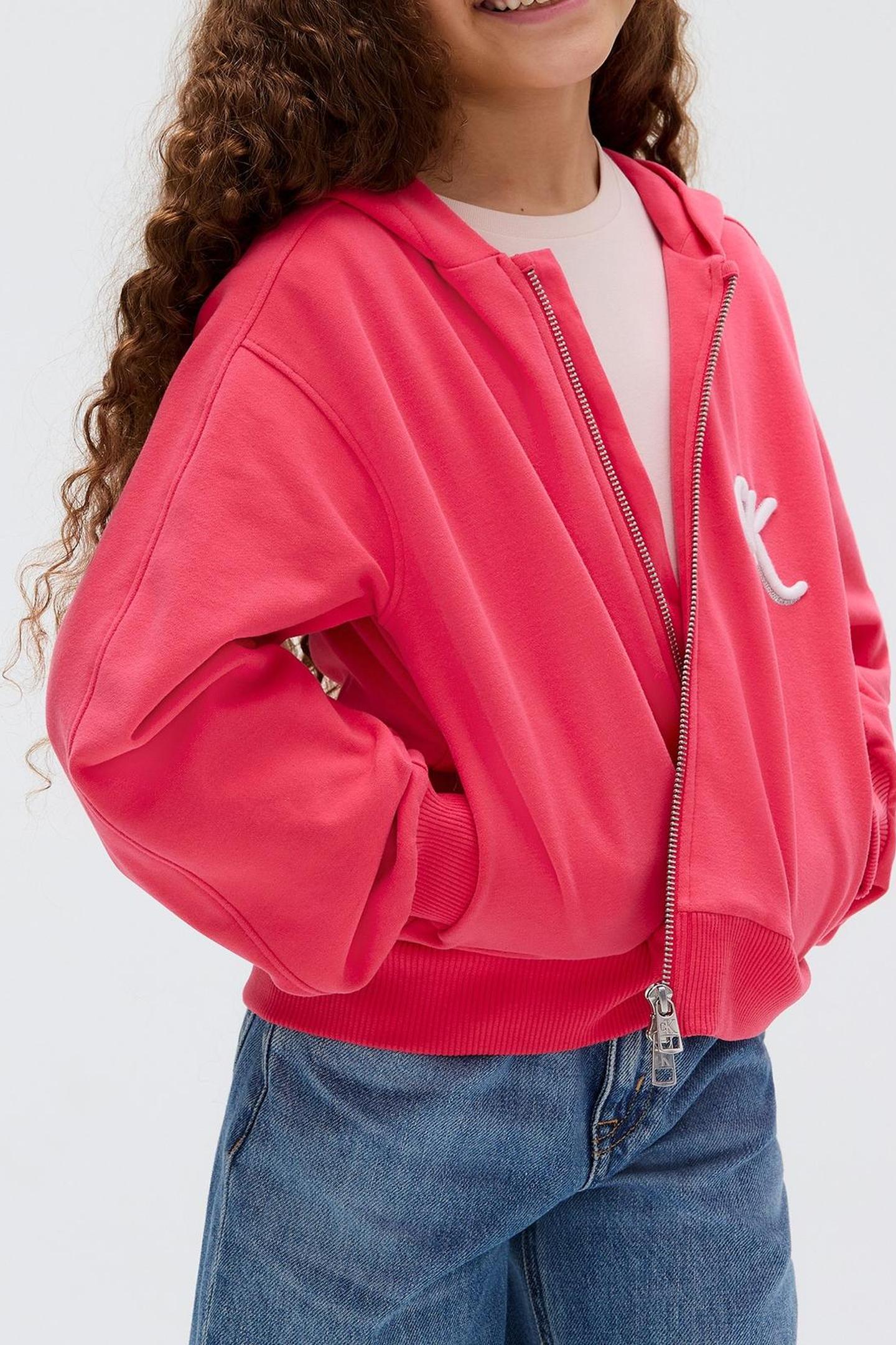 GIRLS TERRY ZIP UP HOODIE TEABERRY 1