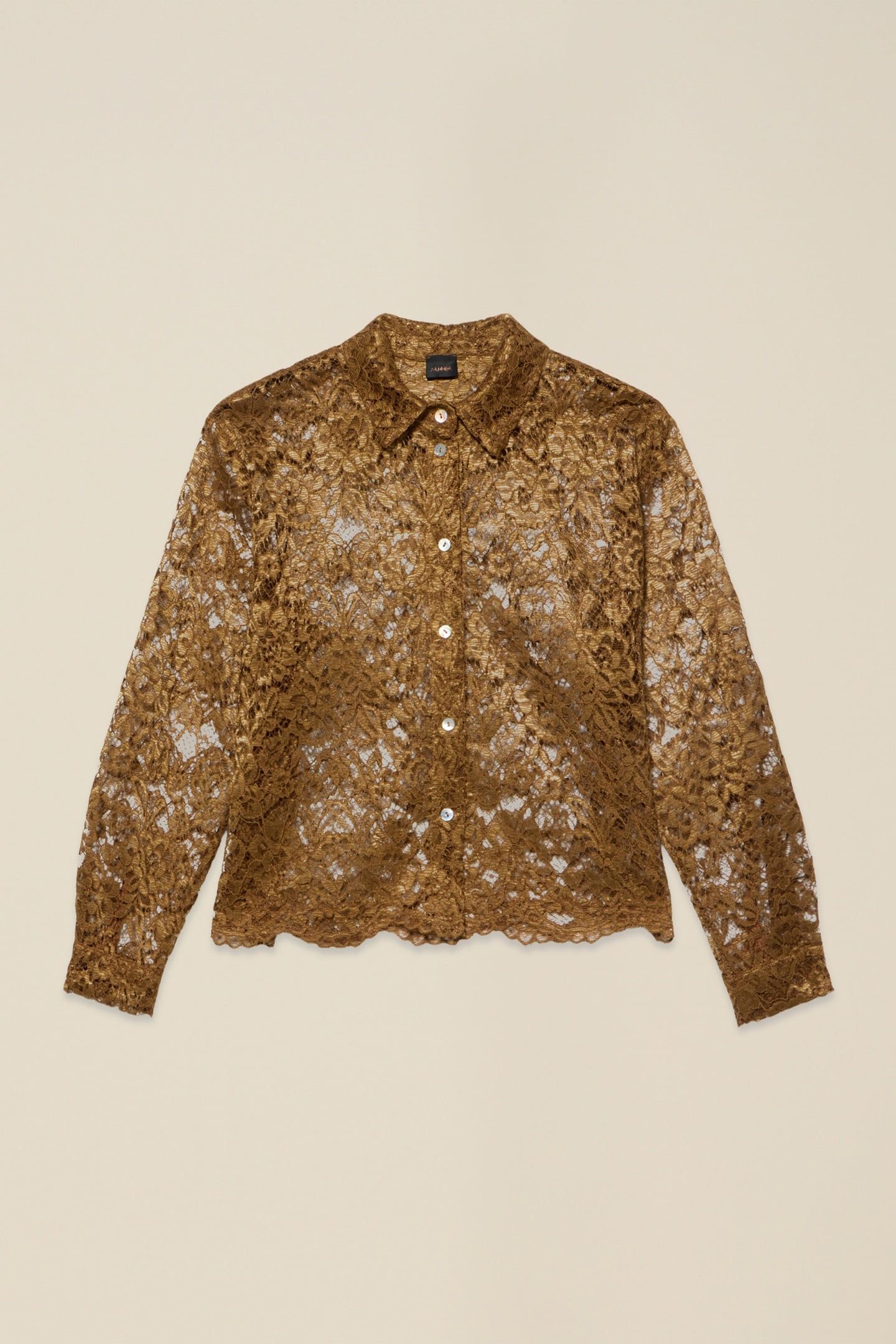 LACE SHIRT WITH SCALLOPED EDGE BROWN 3
