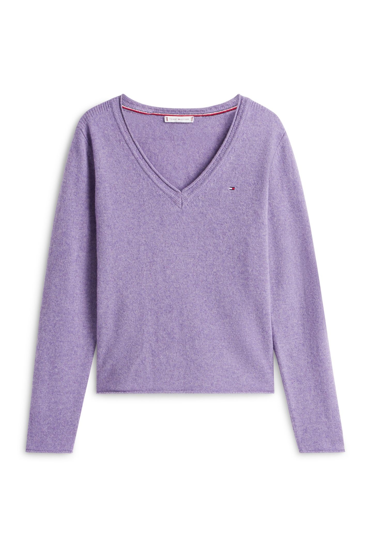 SOFT WOOL V-NECK LOOSE SWEATER LILAC HEATHER 4