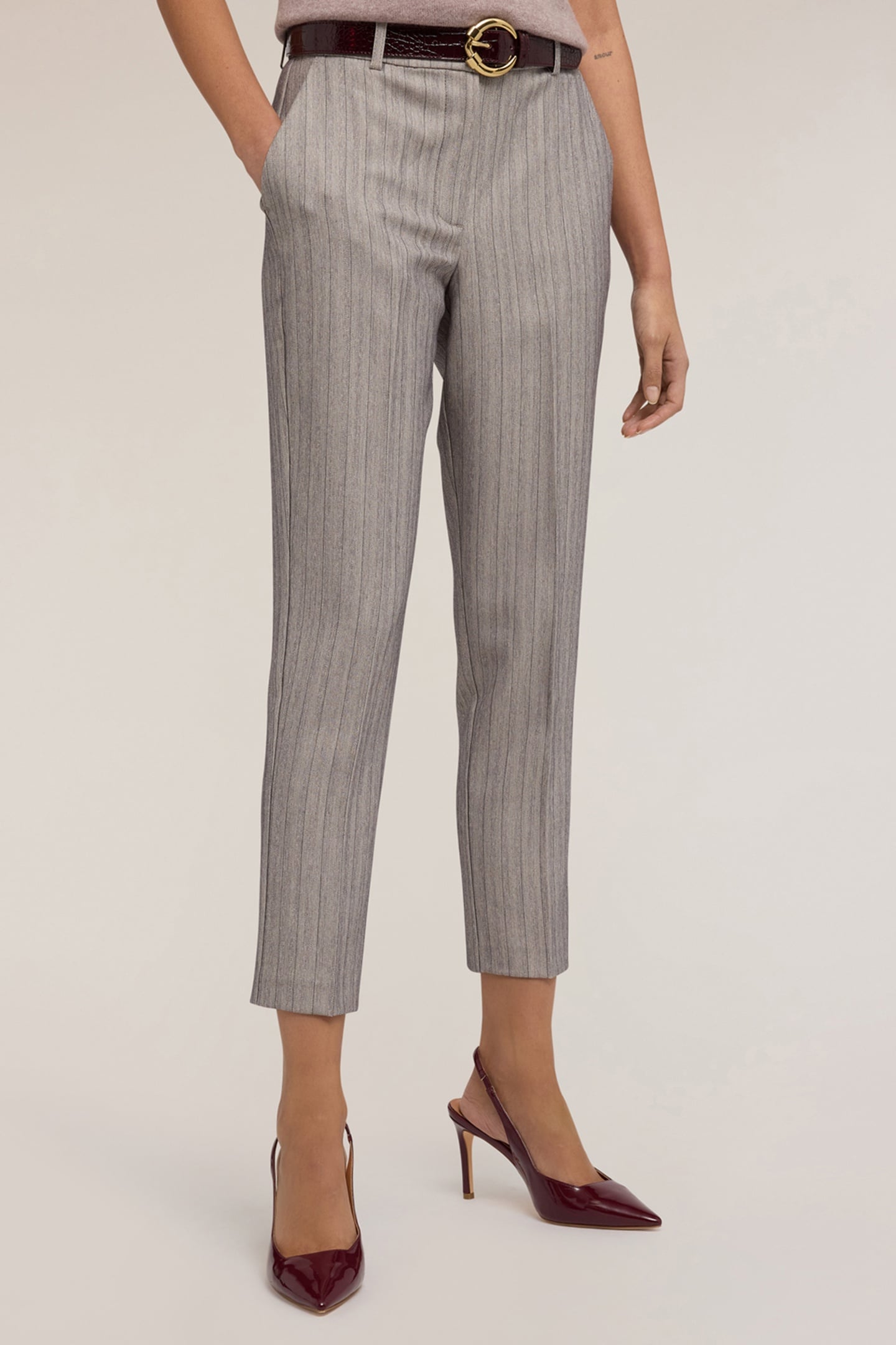 REGULAR PINSTRIPE TROUSERS GREY 1