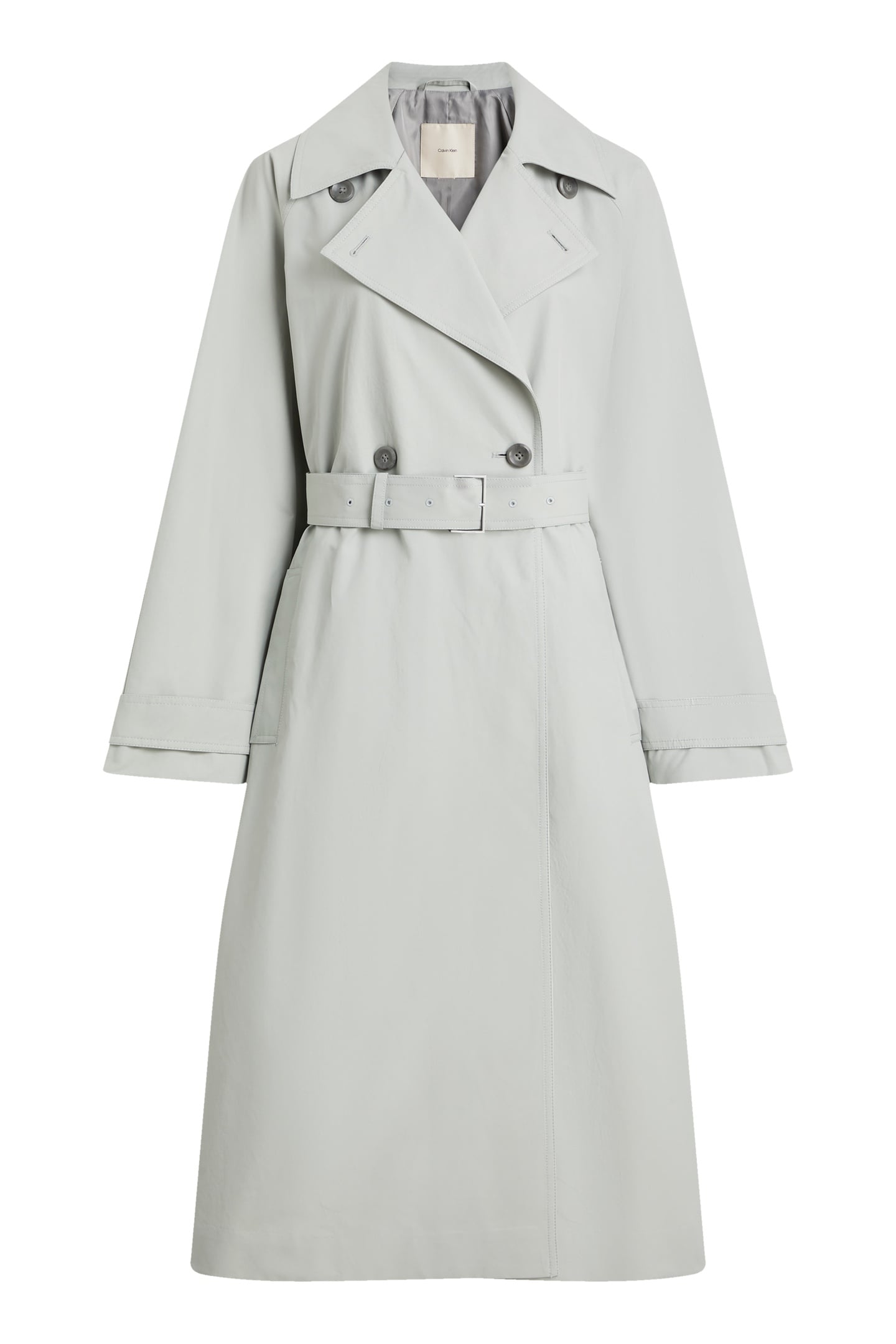 COTTON NYLON TRENCH COAT OCEAN MIST GREY 4