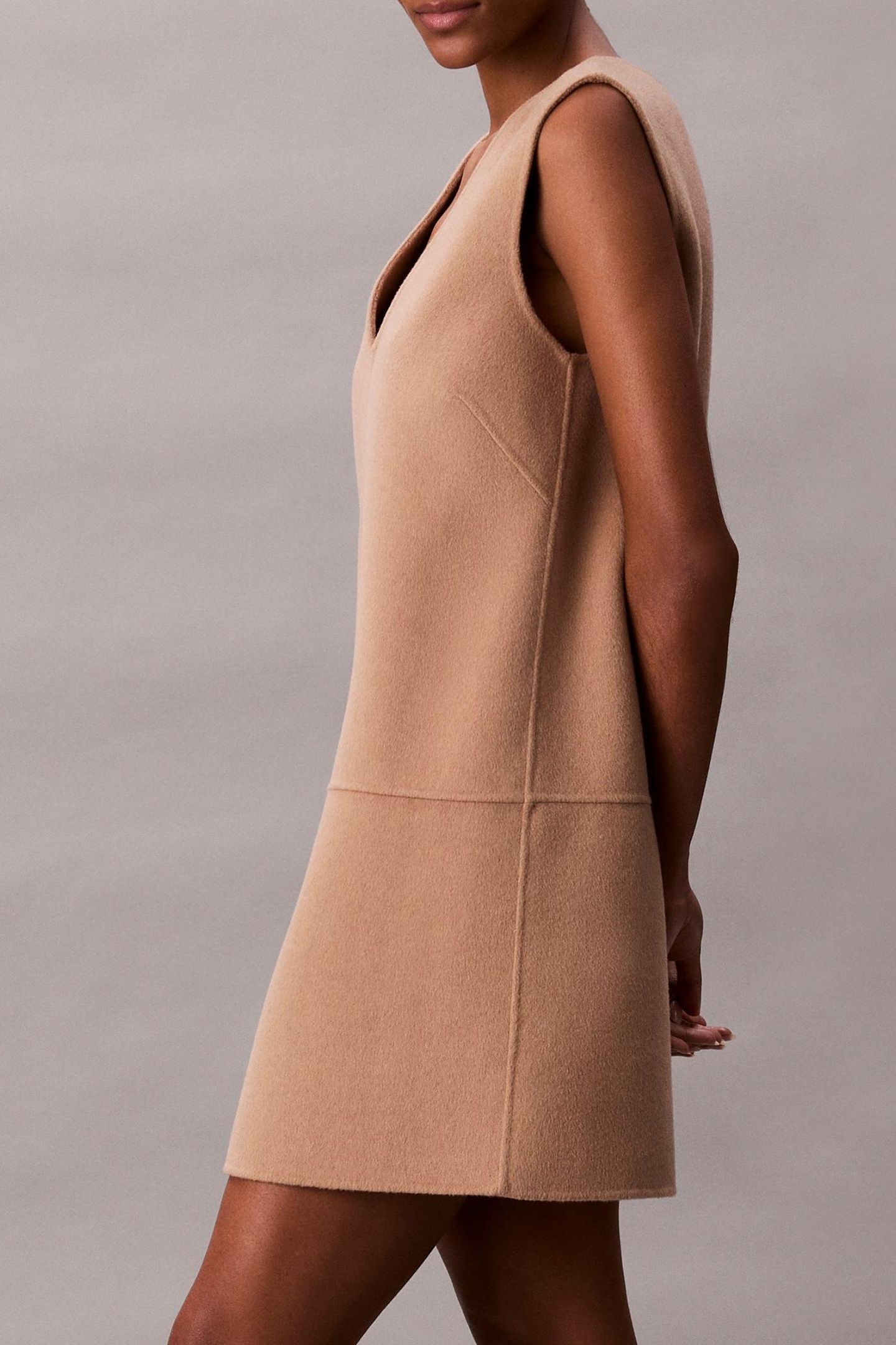 DOUBLEFACE V NECK DRESS AMPHORA 5