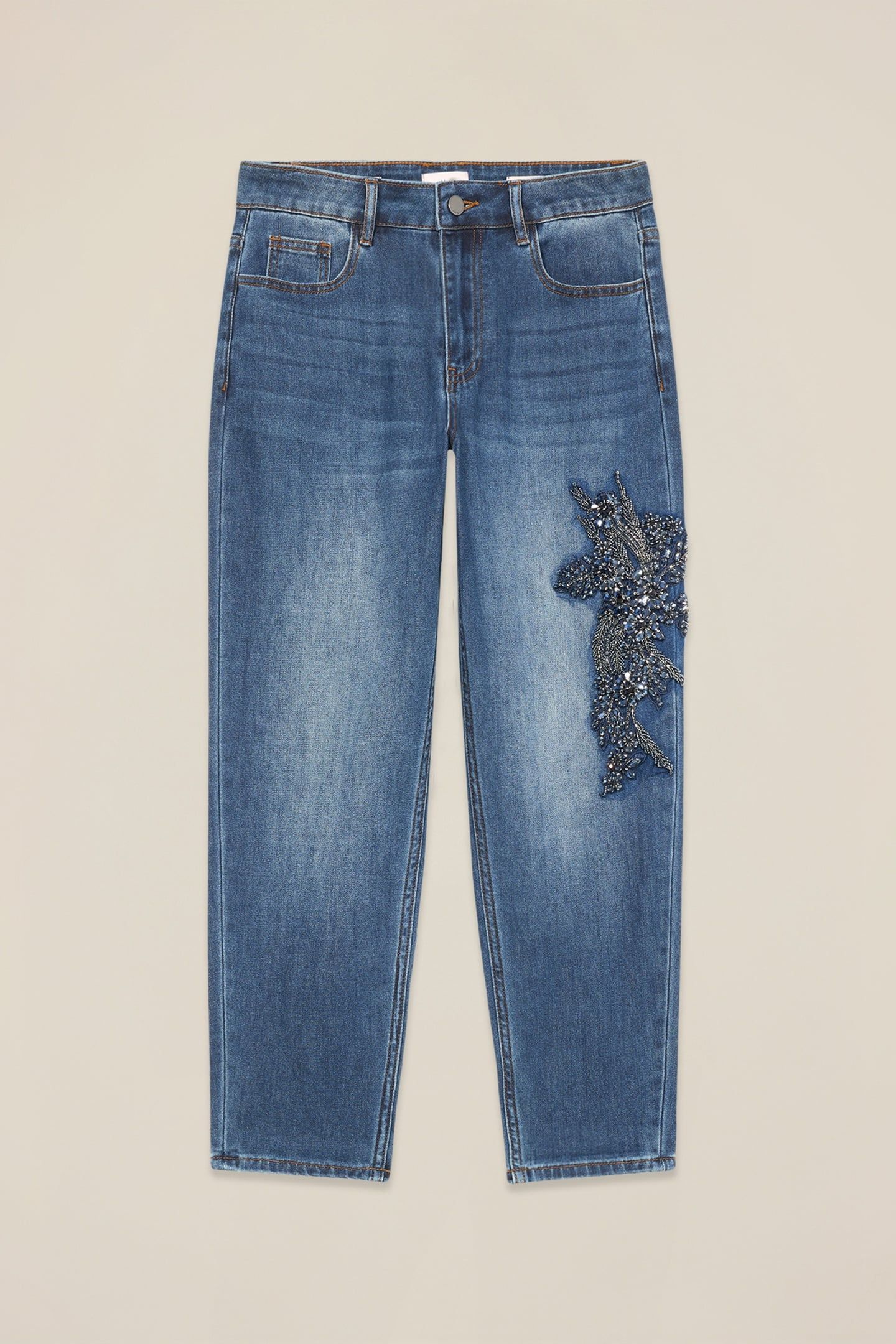 REGULAR JEANS WITH JEWEL PATCH BLUE 3