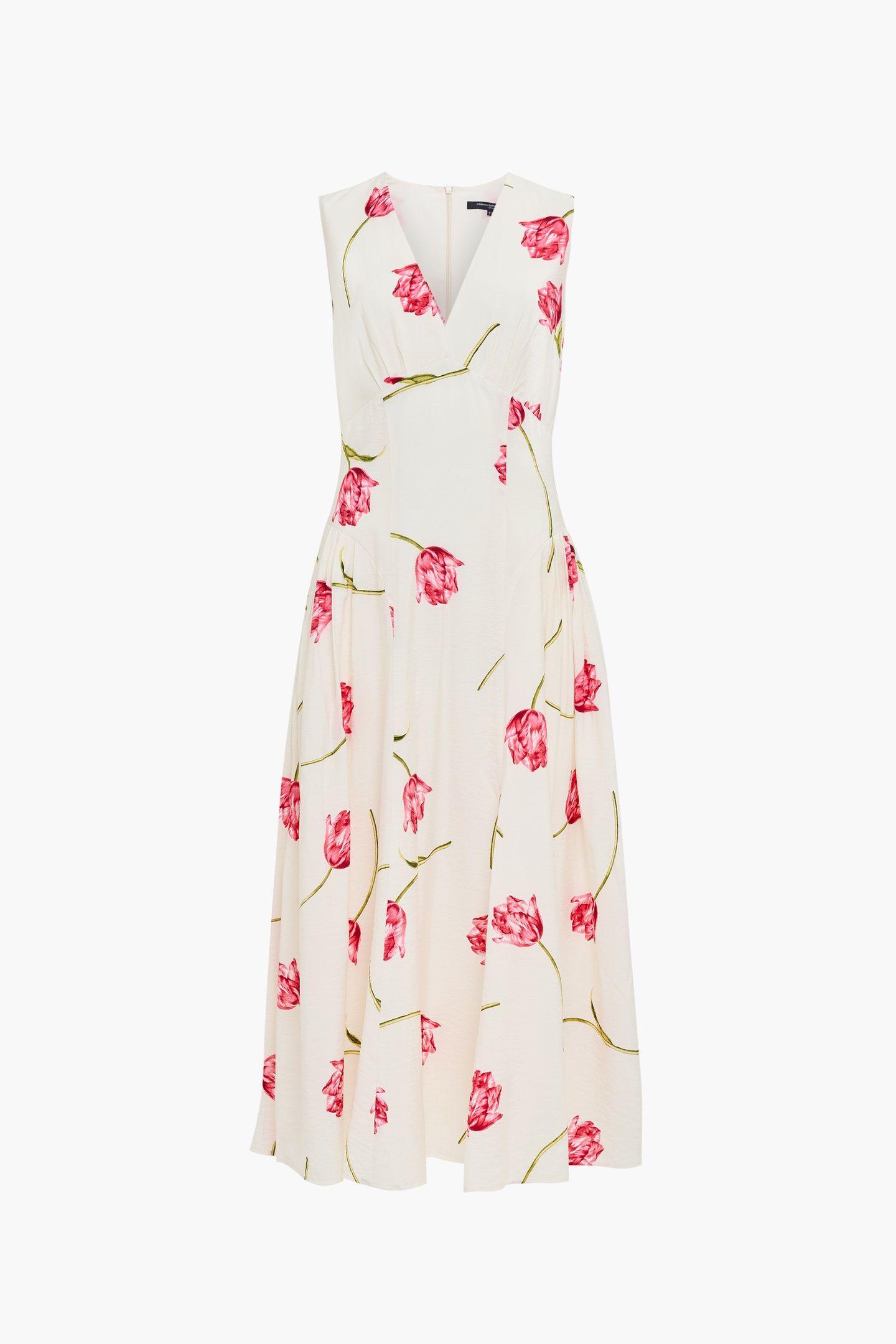 CRESSIDA FARON DRAPE MIDI DRES IVORY/PINK MULTI 5