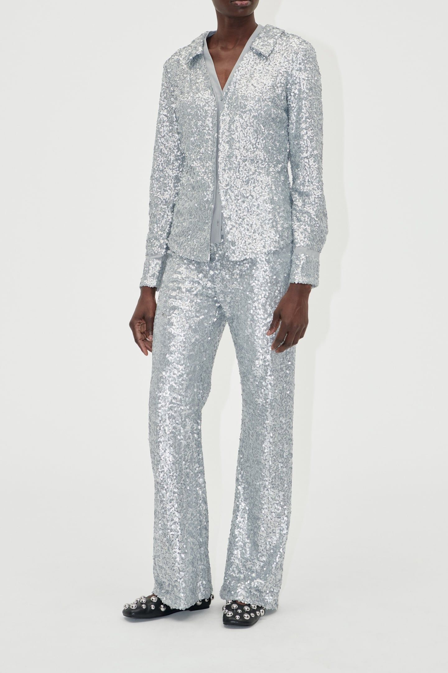 ELASTICATED STRAIGHT LONG PANTS STEEL GREY 1