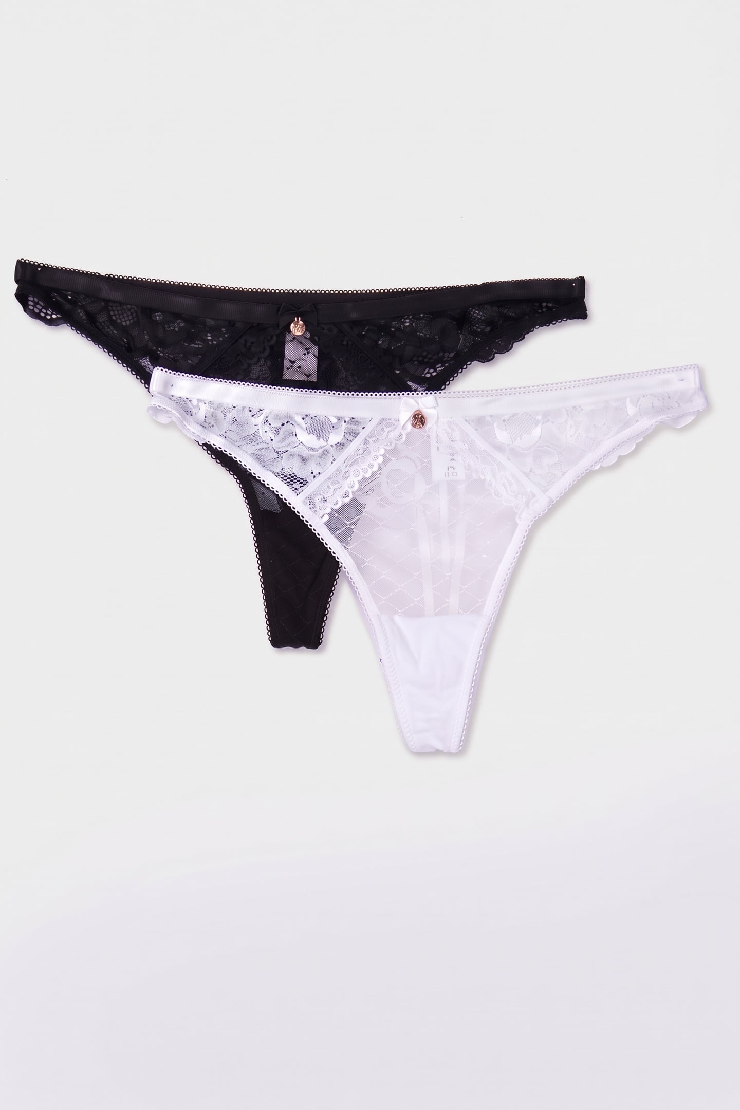 ELIZA 2PK SOLID MESH THONG BRIGHT WHITE/JET BLACK 2