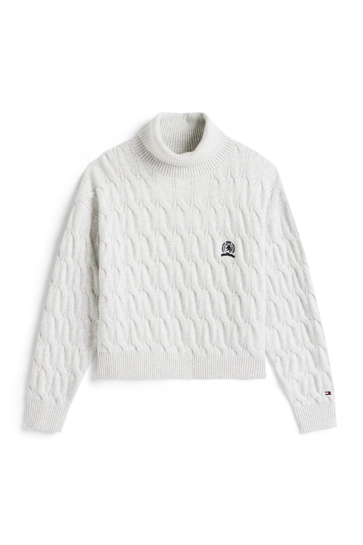 GIRLS CREST CABLE TURTLE NECK LIGHT GREY HEATHER 4