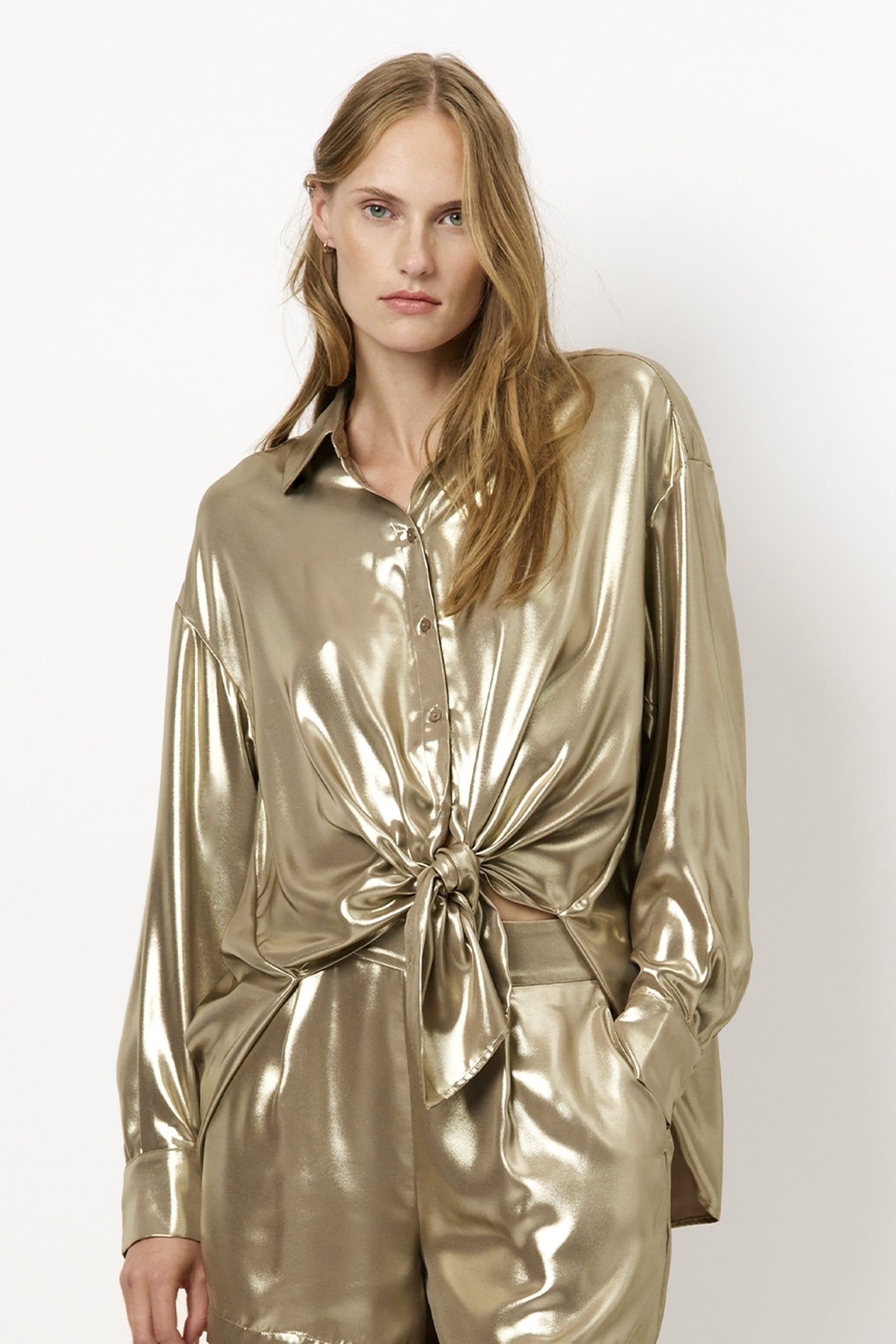 GINNY METALLIC RELAXED SHIRT GOLD 4