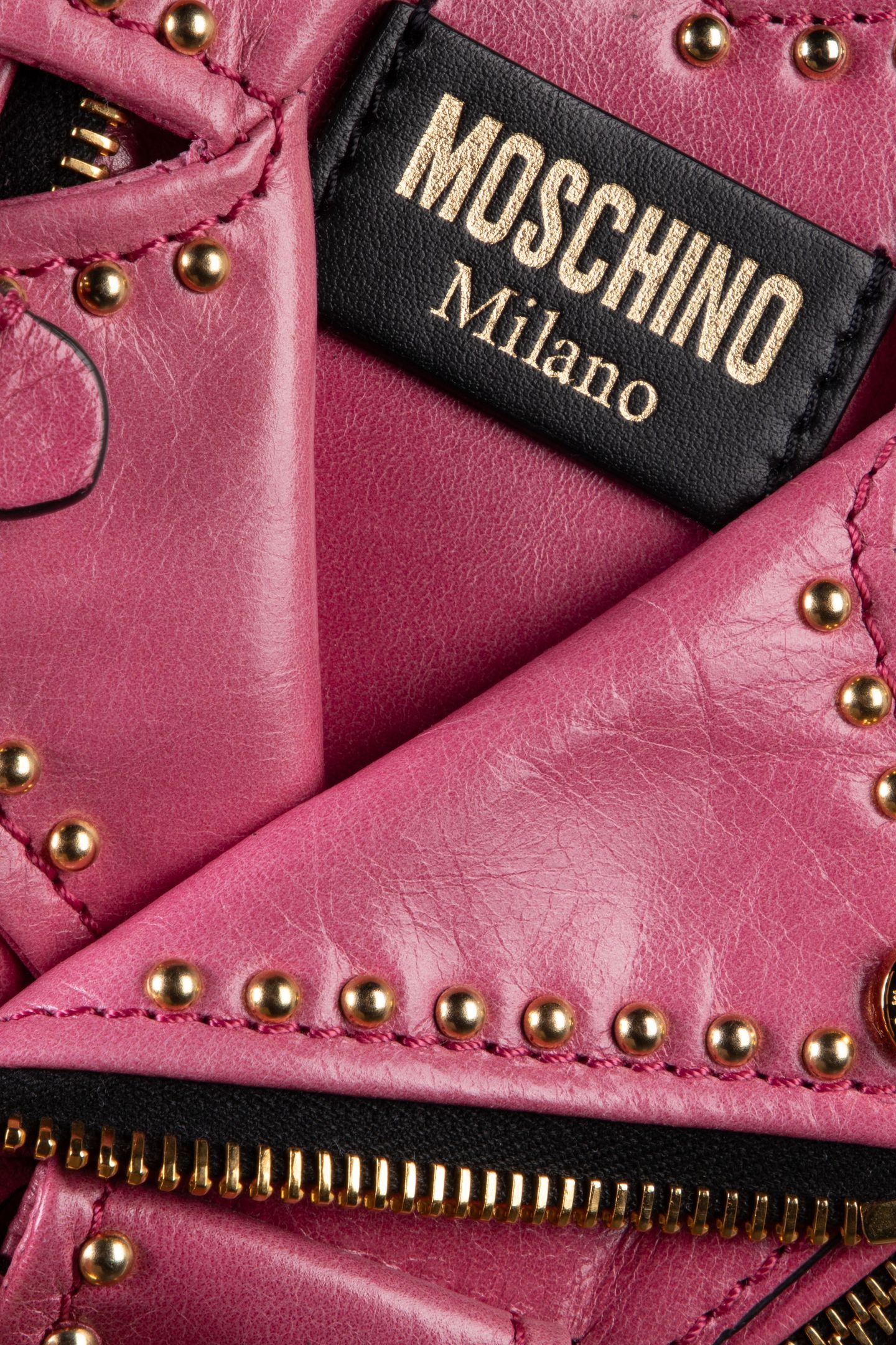 HEART BAG IN SHINY CALFSKIN WITH STUDS PINK 5