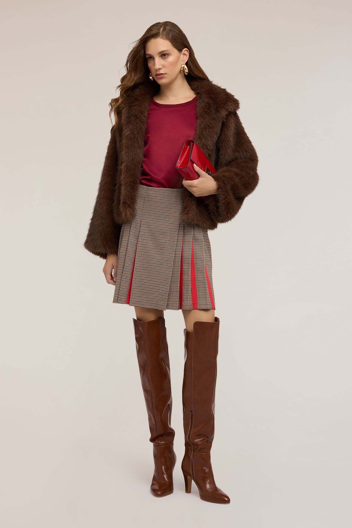 SHORT JACKET WITH HIGH COLLAR BROWN 3