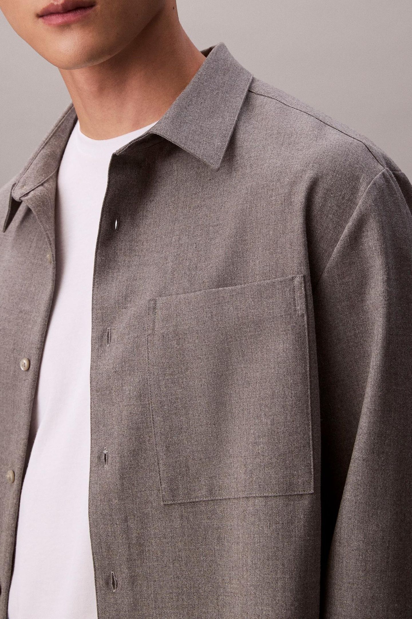 LS SOLID SILK WOOL SHIRT MARBLE GRAY 7