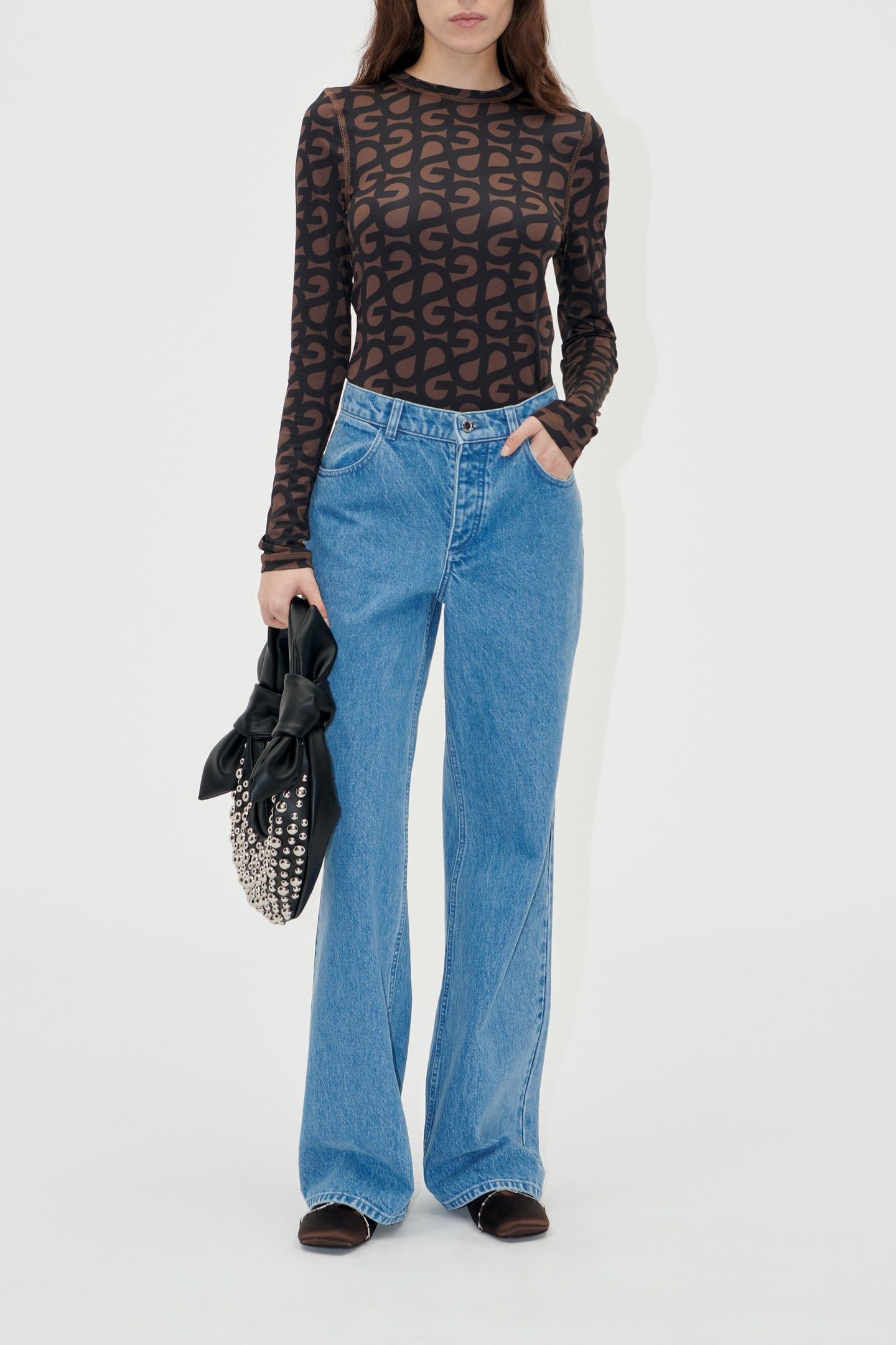 STRAIGHT LEG LONG PANTS DENIM BLUE 1
