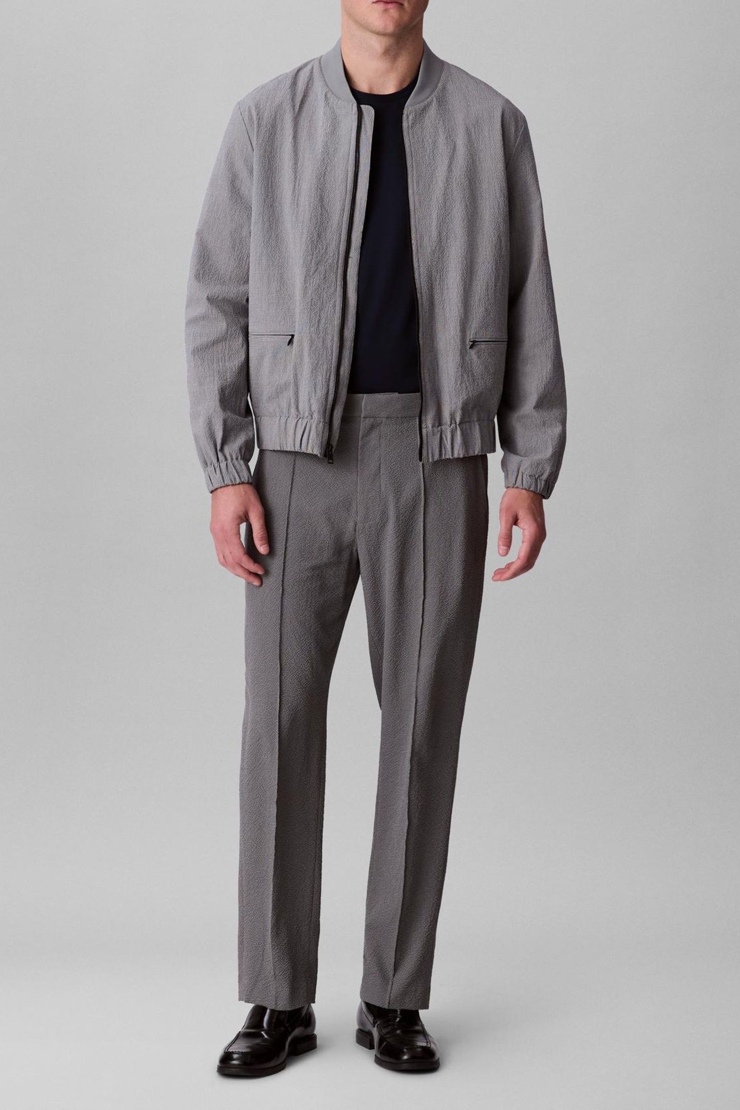 SEERSUCKER PULL ON PANTS PEWTER 1