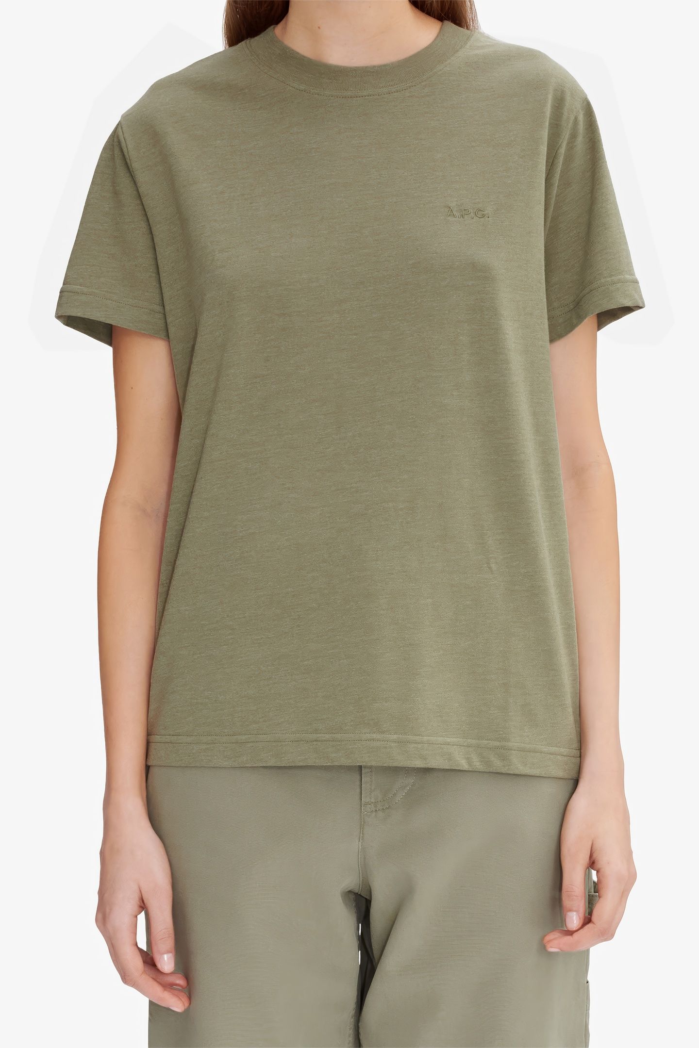 UNISEX T-SHIRT STANDARD EMBROIDERED HEATHERED KHAKI 2