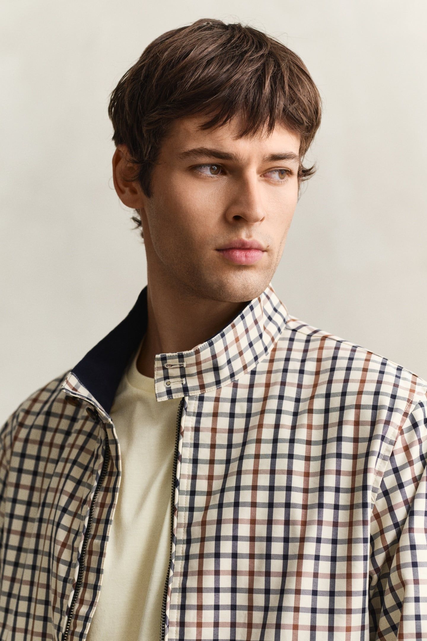 COTTON BLEND HARRINGTON JACKET MAHOGANY BROWN 5