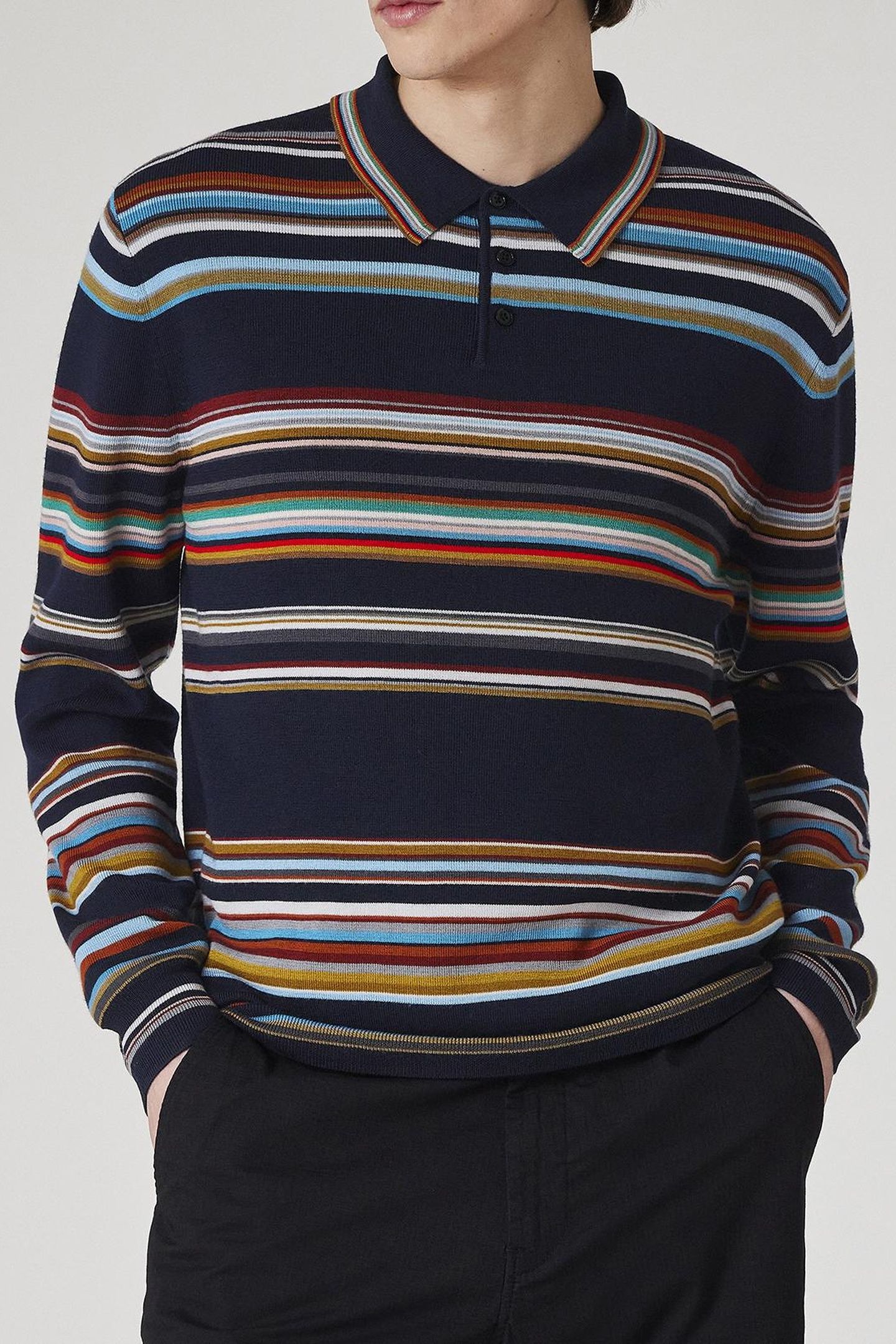MENS SWEATER LS POLO VERY DARK NAVY 1