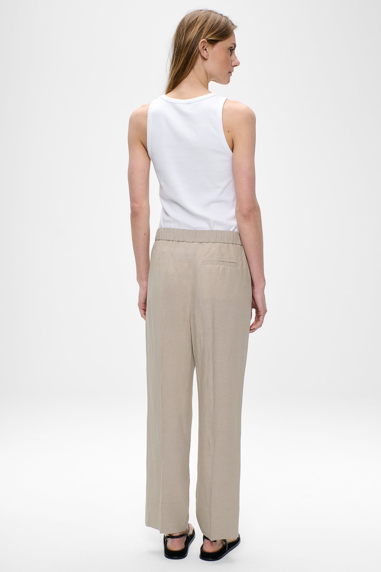 FINE LINEN VISC SYDNEY PANTS GREEN KHAKI 3
