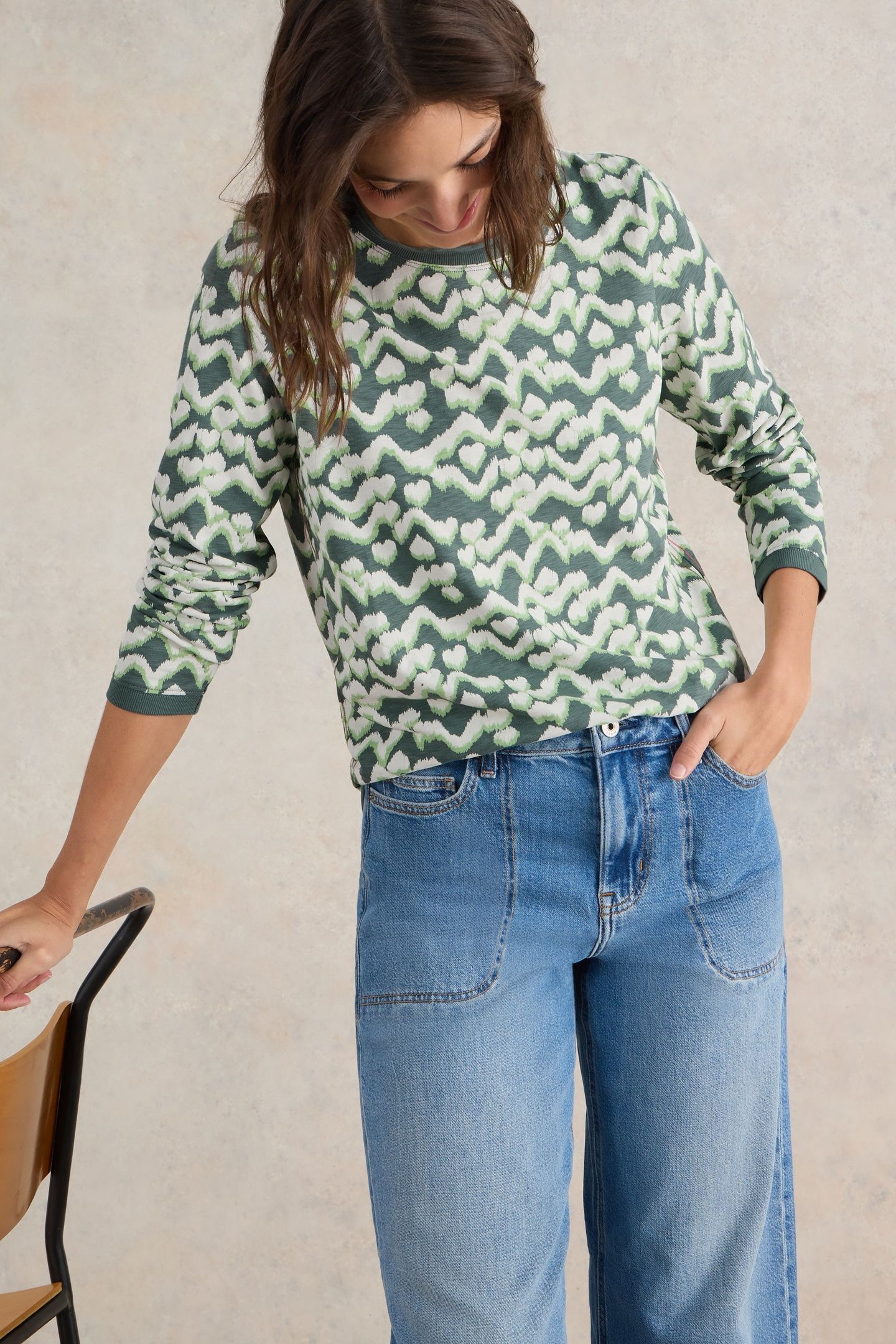CLARA LS TEE TEAL PRINT 1