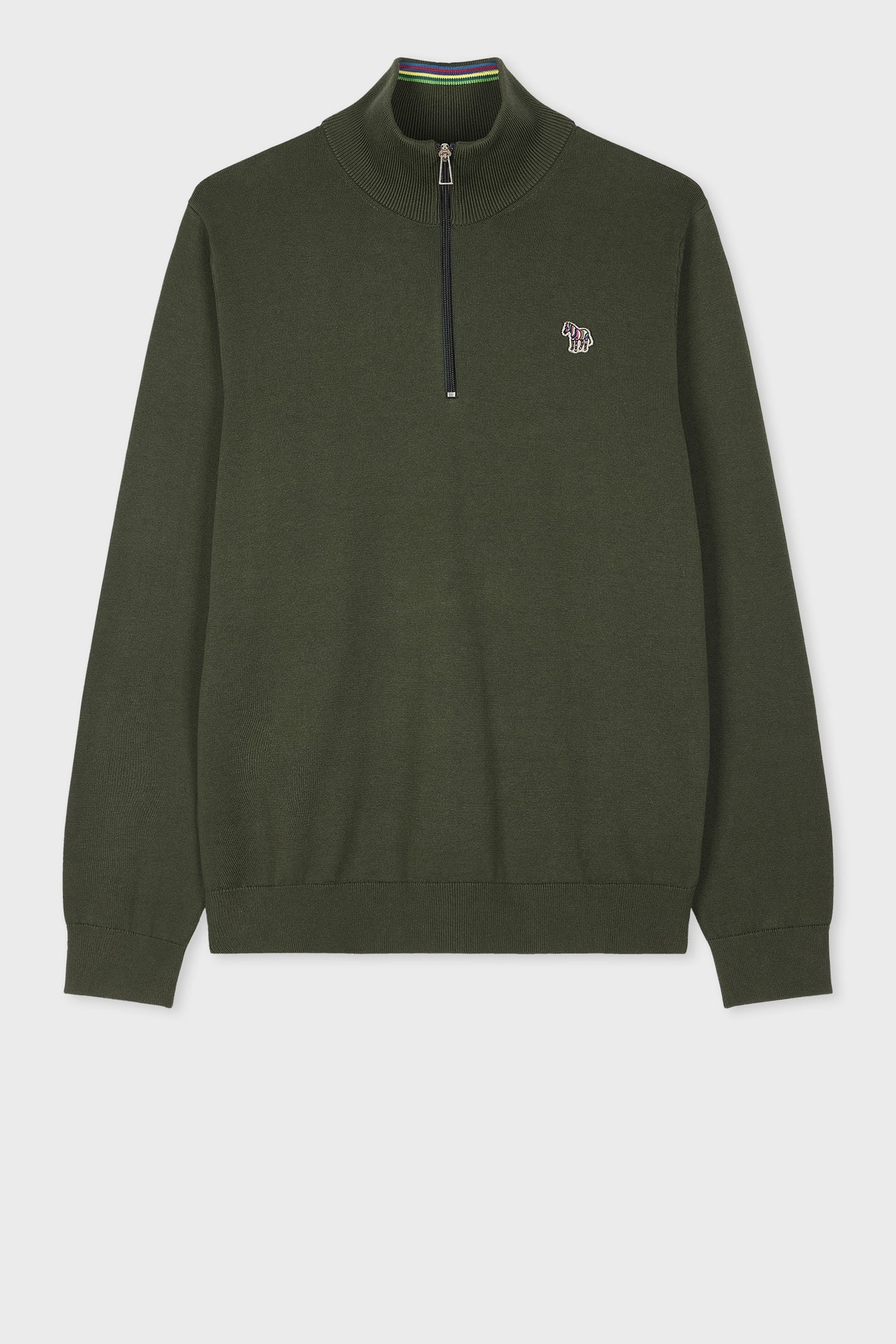 MENS SWEATER ZIP NECK ZEB BAD VERY DARK GREEN 4