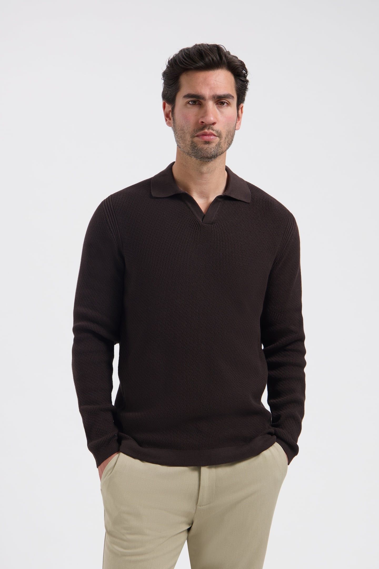 DS_KOSTAS LONGSLEEVE POLO DK. BROWN 1