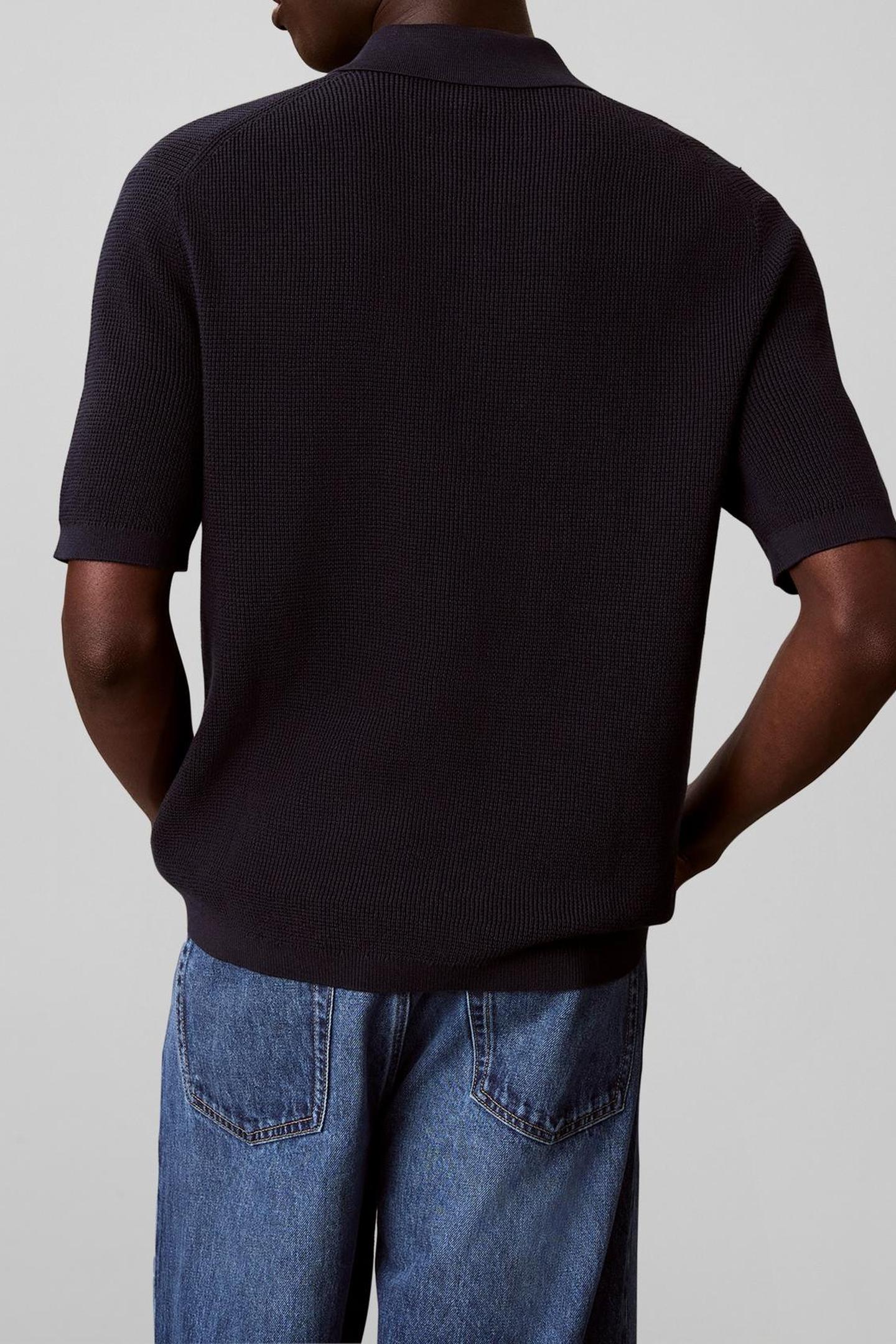 SS COTTON WAFFLE POLO DARK SAPPHIRE 2