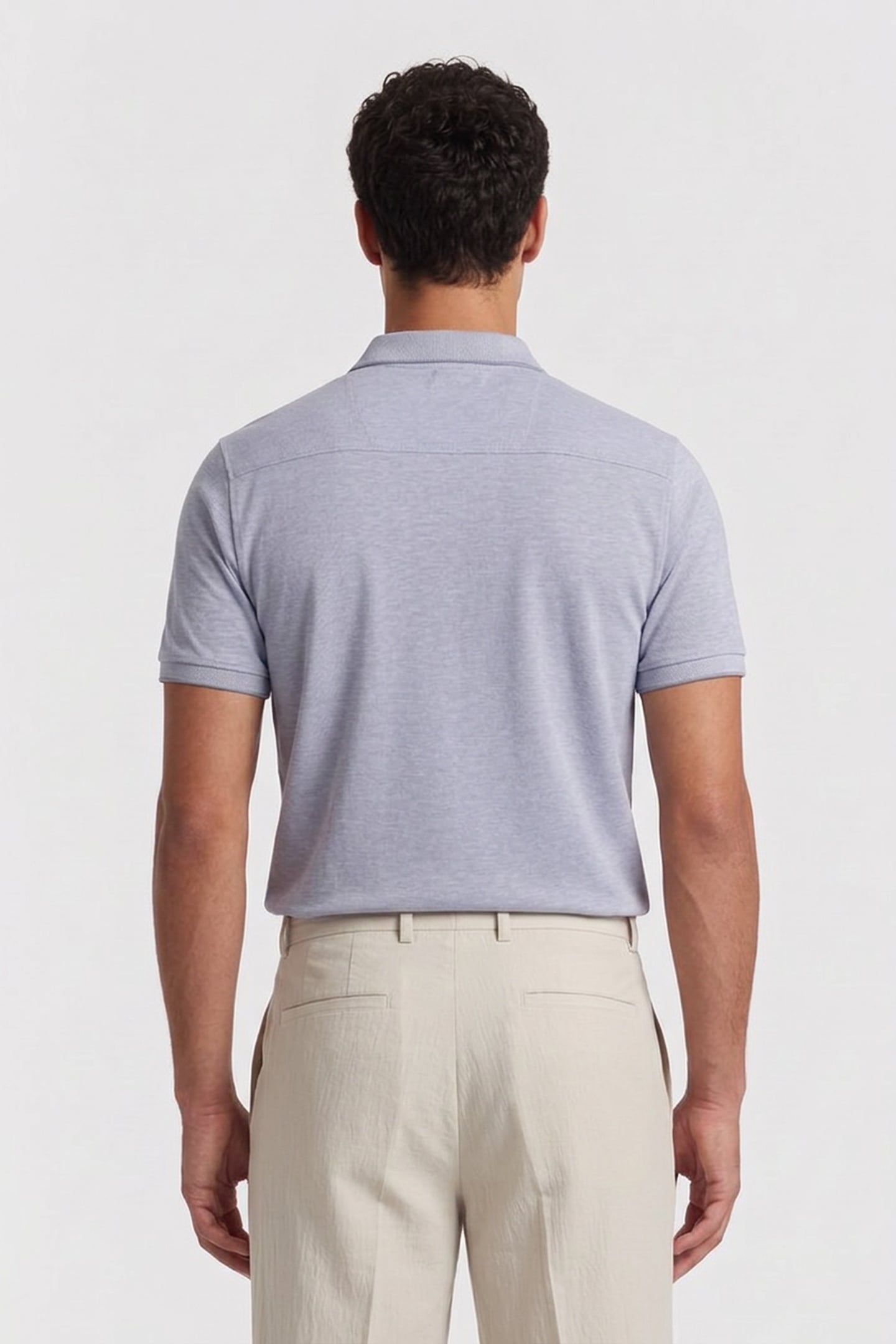 BIRDSEYE TIPPED POLO LGT BLUE MEL/LBM 2