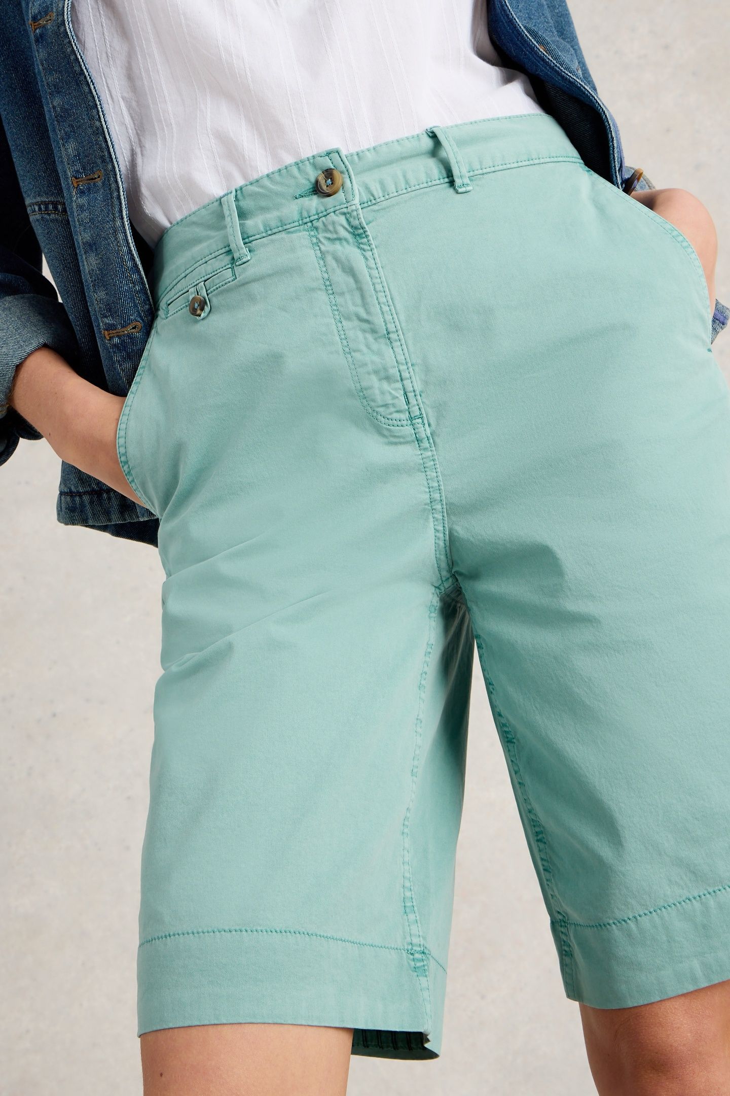 HAYLEY ORGANIC CHINO SHORT MID TEAL 2