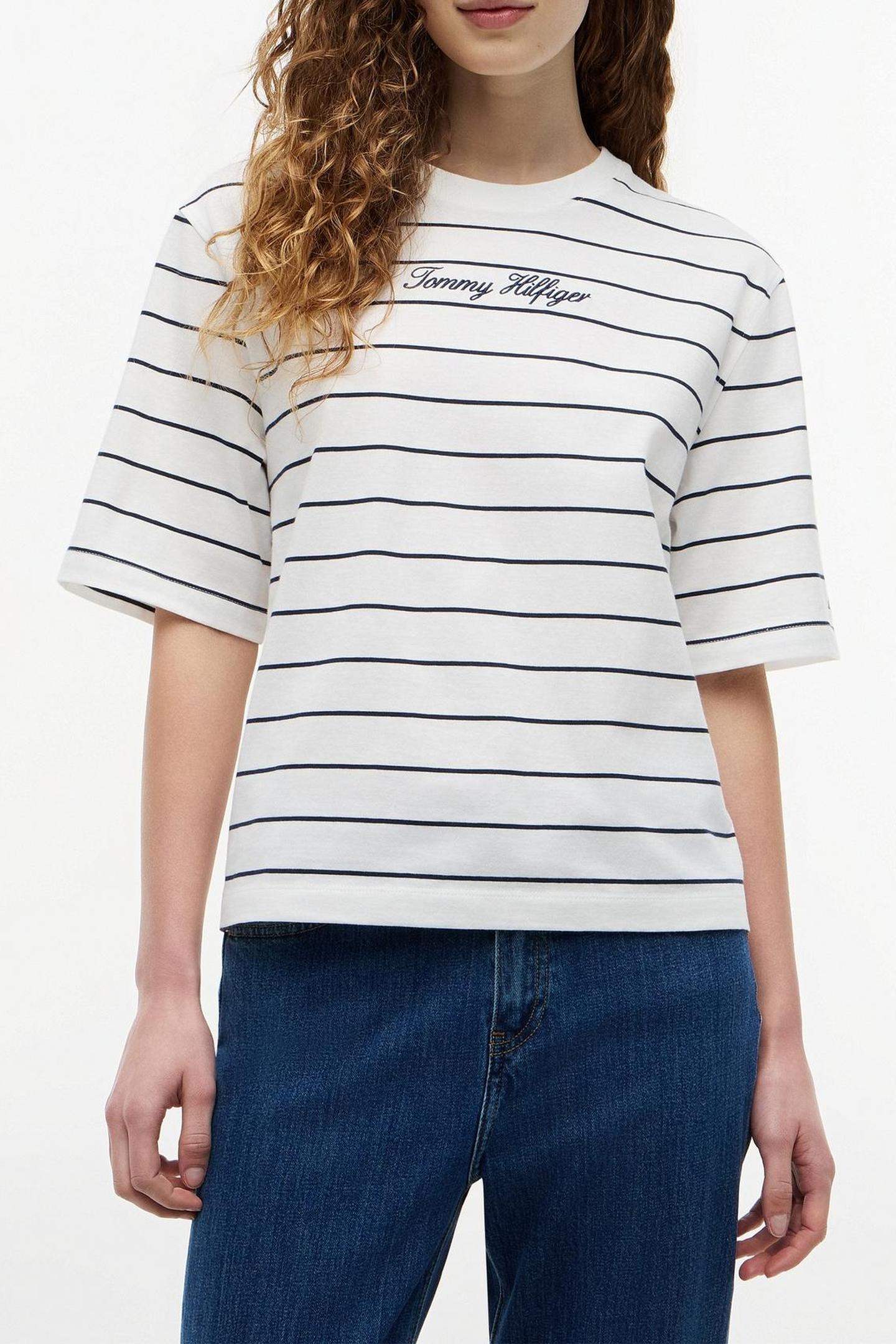 CLASSIC SCRIPT T-SHIRT FINE ECRU/DARK NIGHT NAVY 1