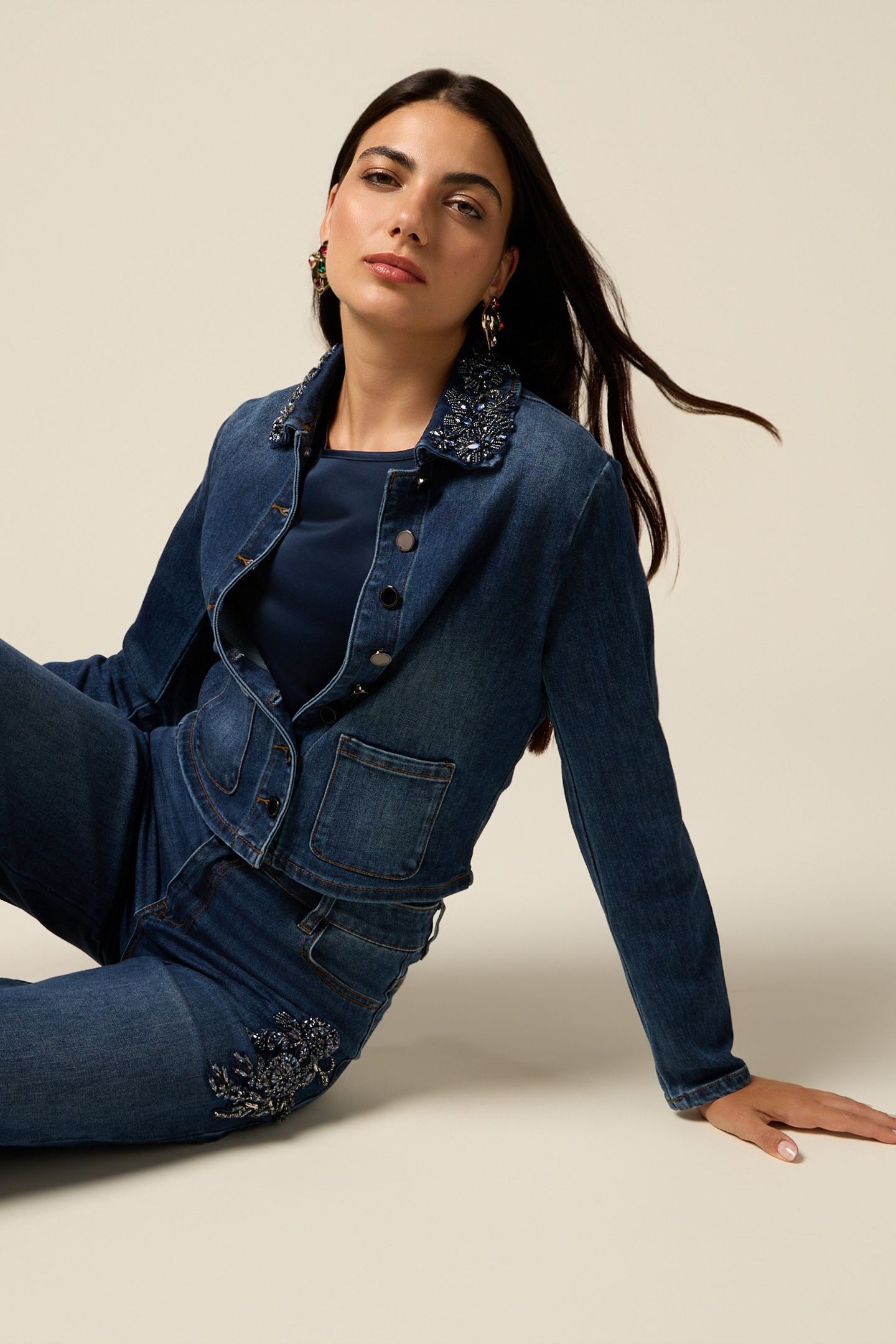 DENIM JACKET WITH JEWEL PATCH BLUE 5