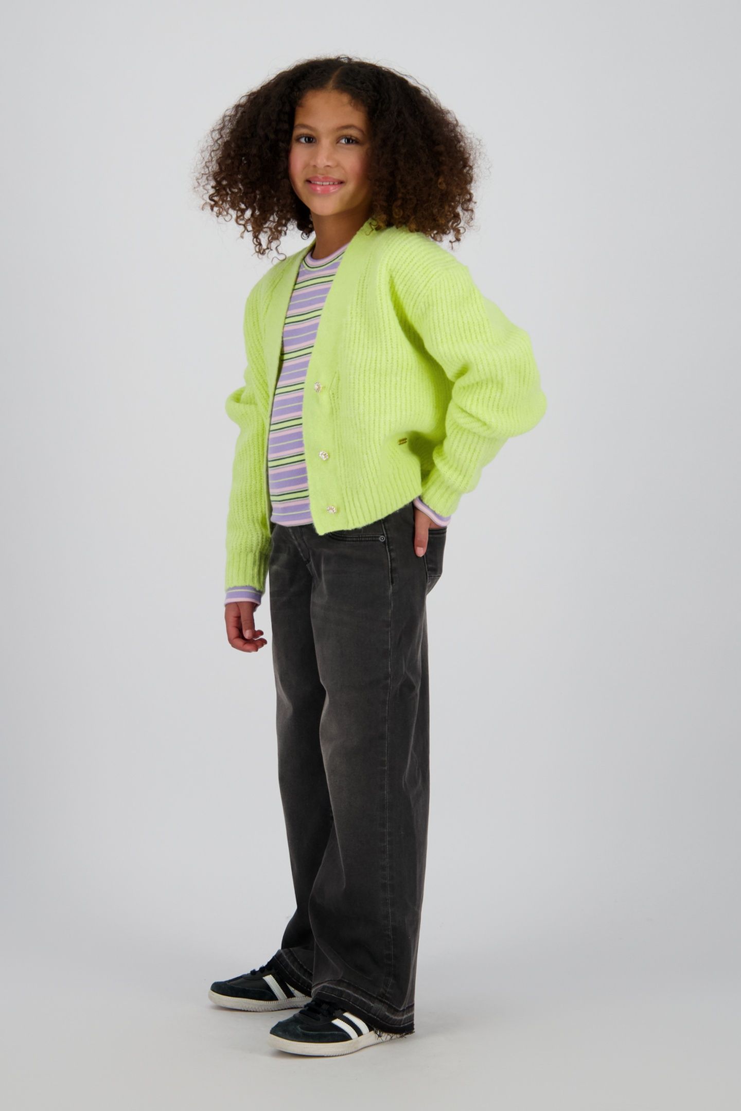 GIRLS MANDA CARDIGAN SHADOW LIME 3