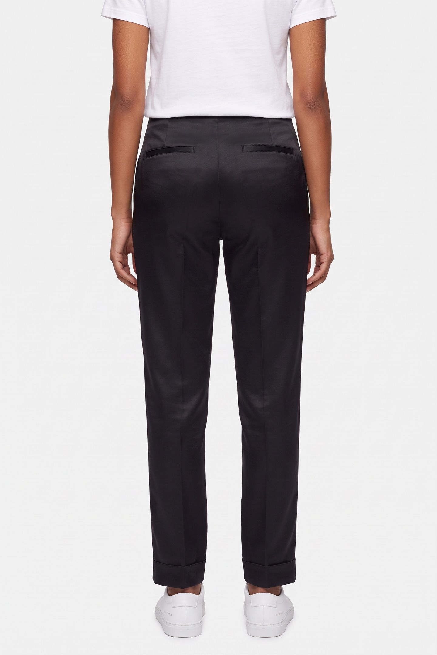EVETTE LEAN SATIN TROUSERS BLACK 2