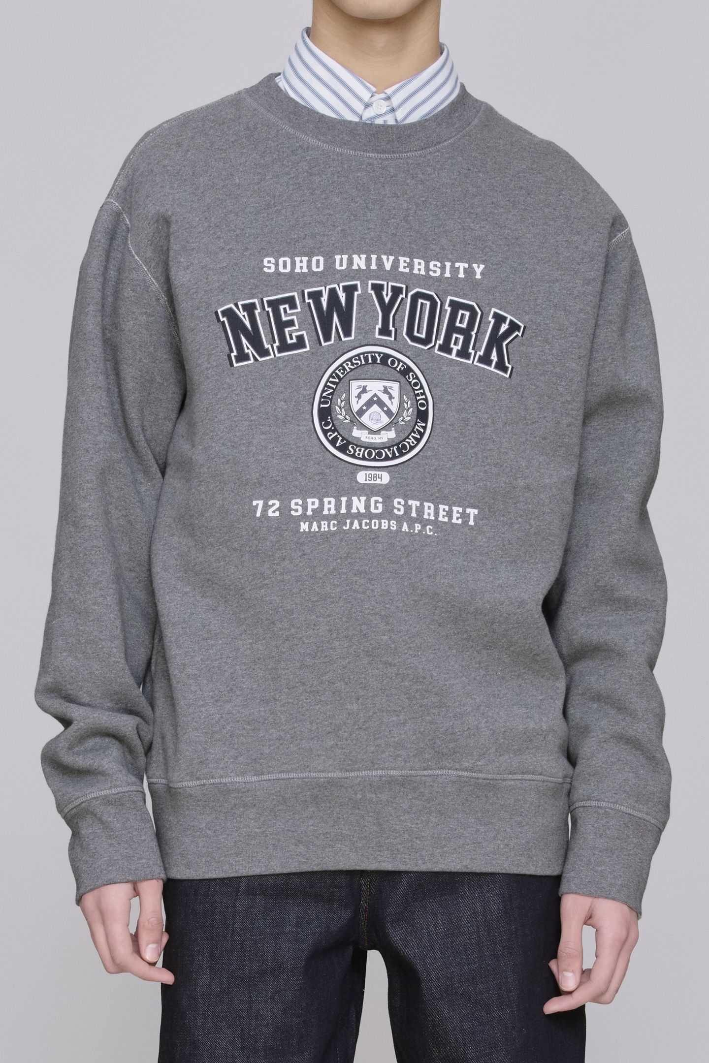 UNISEX BOXY FIT CREWNECK NY HEATHERED GREY 1