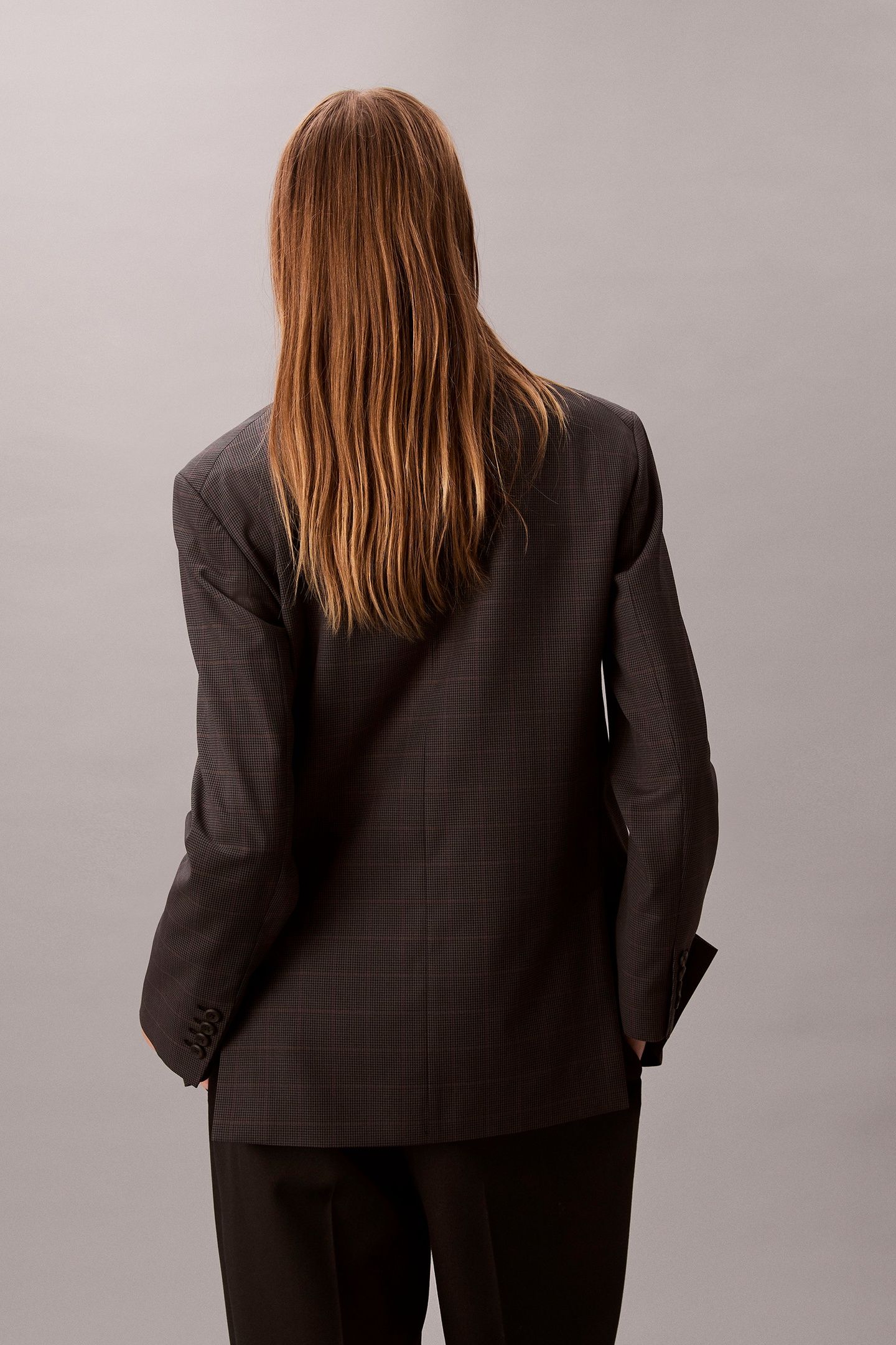HOUNDSTOOTH WOOL DOUBLE BREASTED BLAZER MAGENTA 2