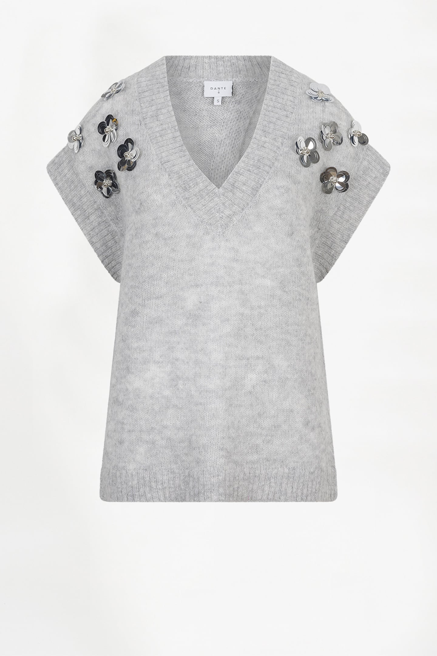 NYCIA SLEEVELESS SEQUIN SWEATER HEATHER GREY 4
