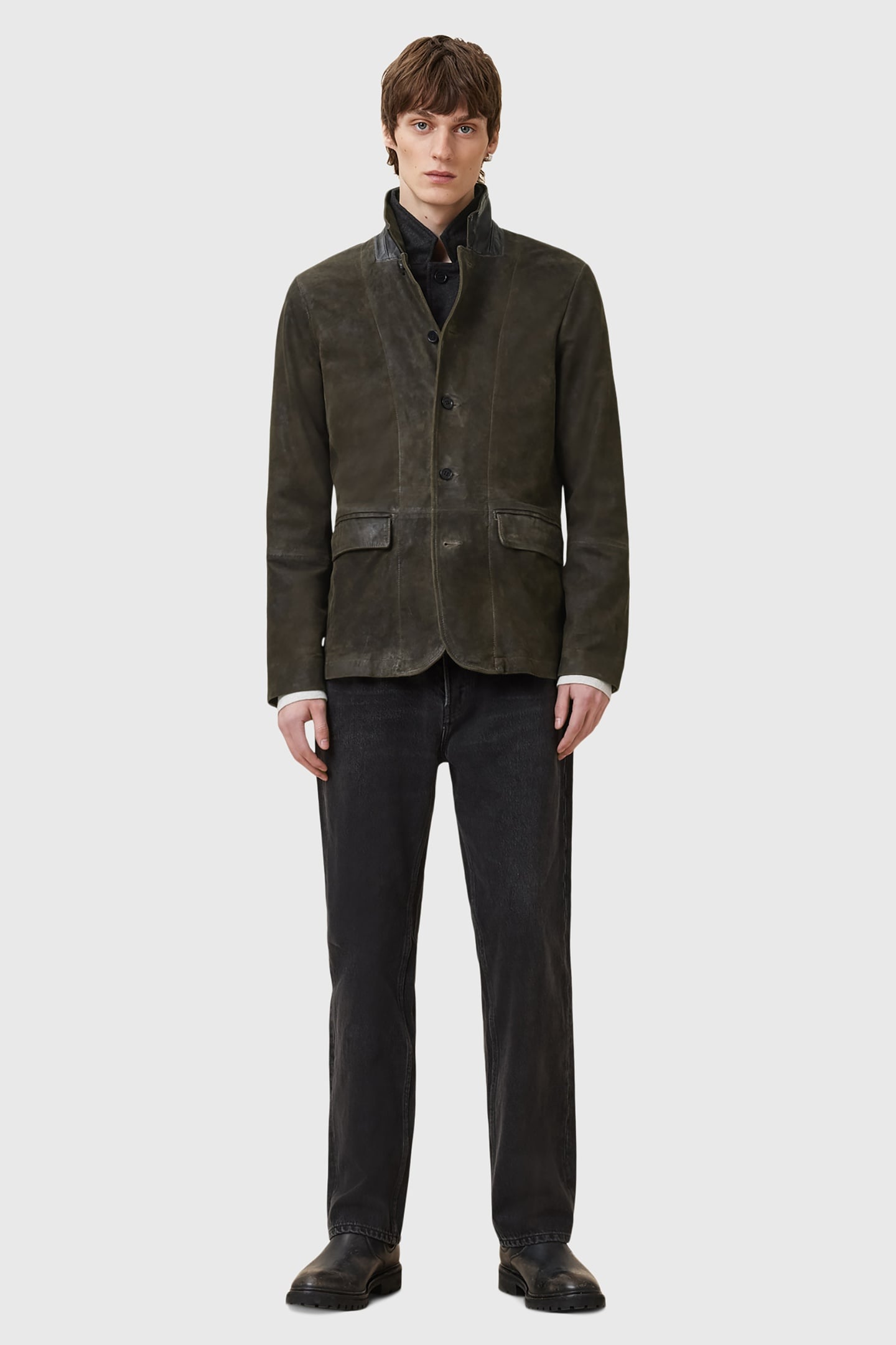 SURVEY LTHR BLAZER DARK OLIVE 1