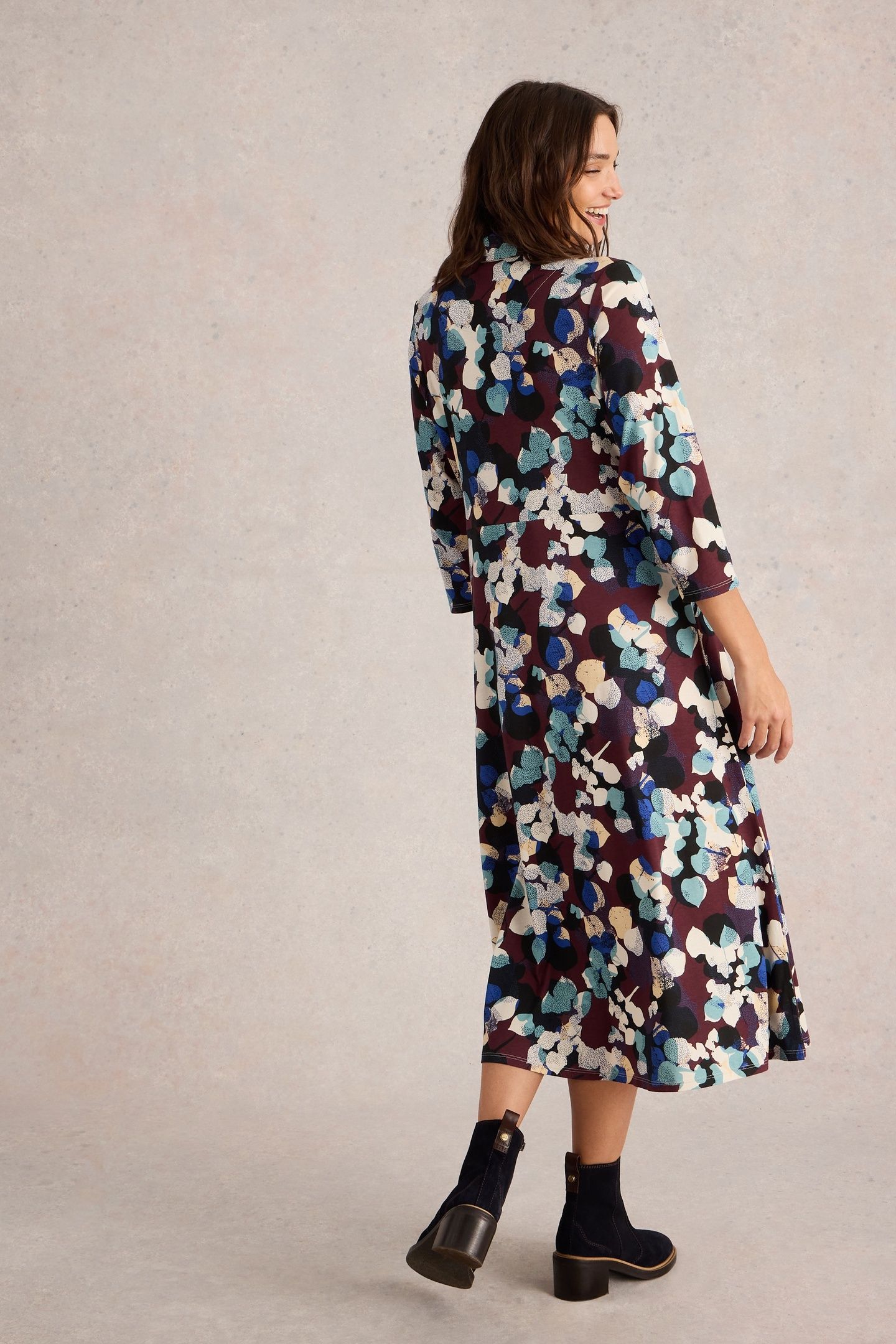 RUA JERSEY SHIRT DRESS PLUM MULTI 3