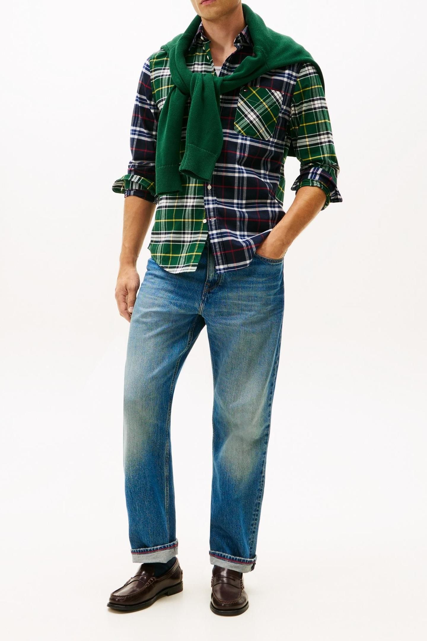 BRUSHED OXFORD BLOCK DESERT SKY/ORNAMENTAL GREEN CHECK 2