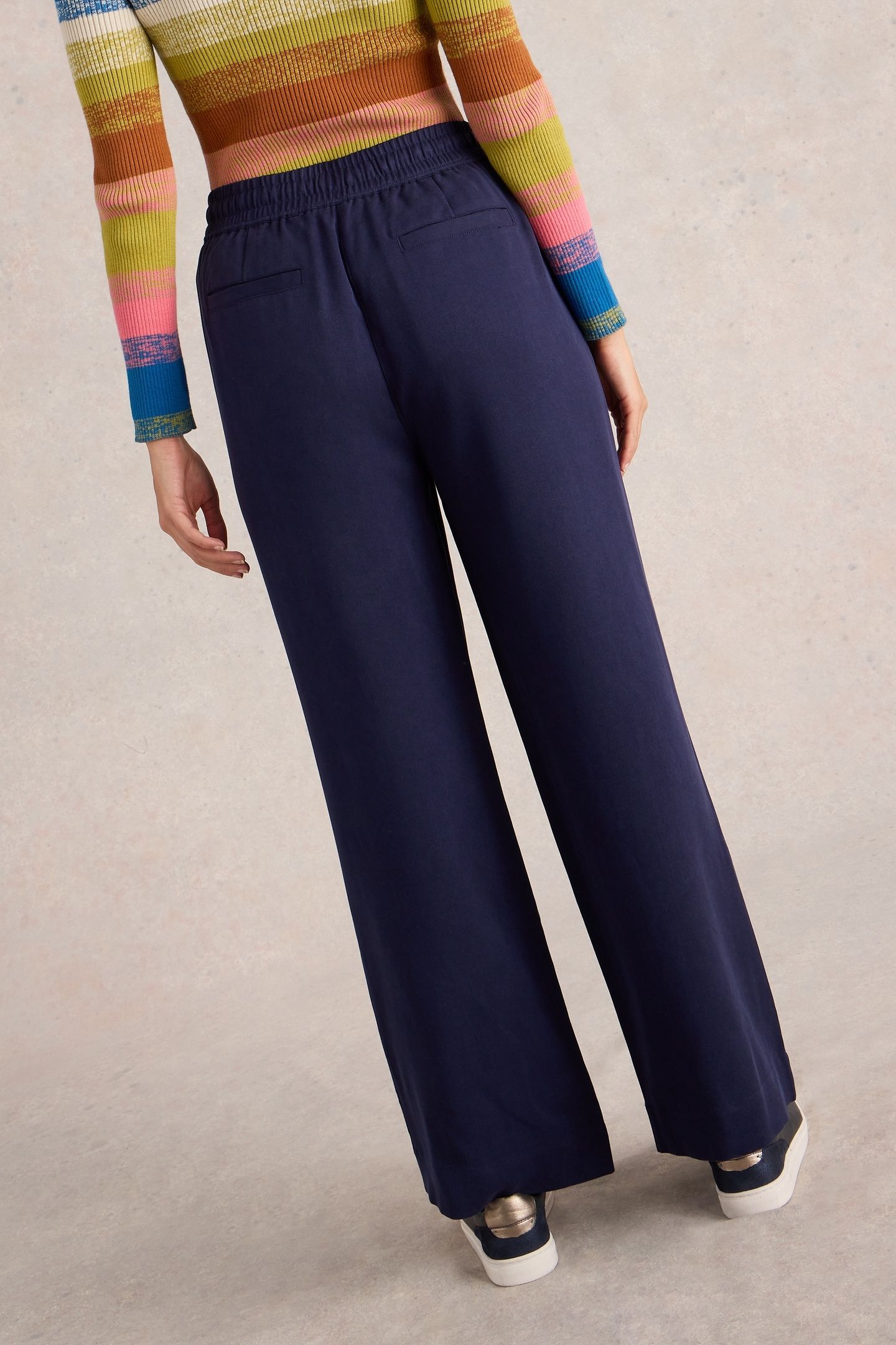 BELLE PULL ON WIDE LEG TROUSER DARK NAVY 3