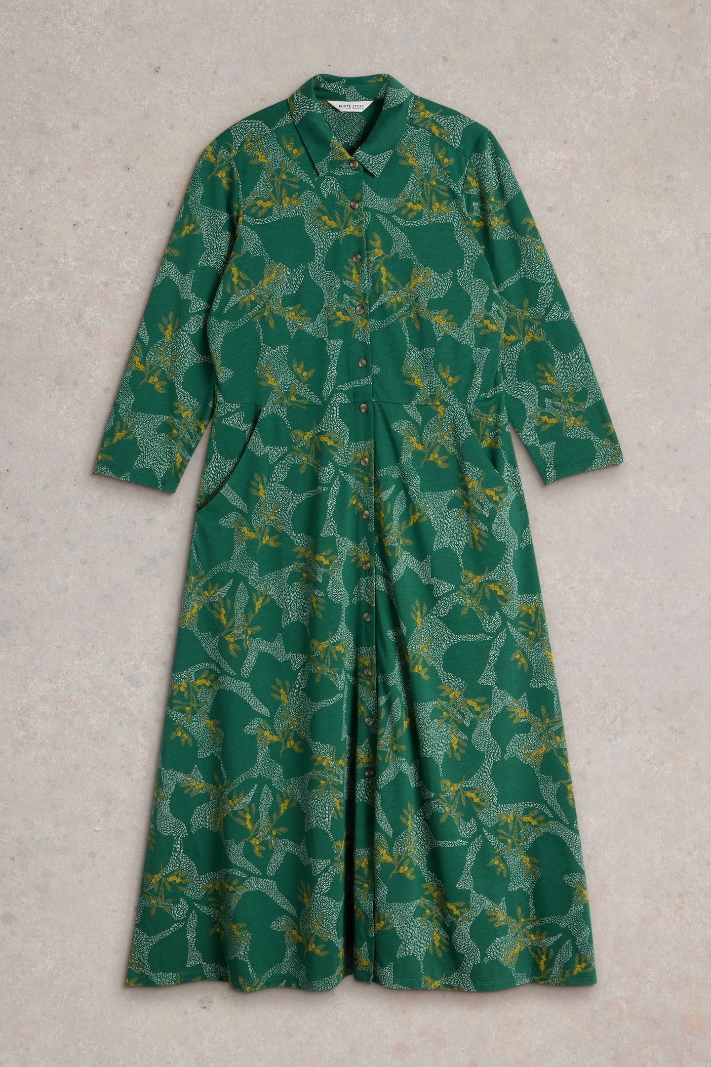 RUA JERSEY SHIRT DRESS GREEN MULTI 3