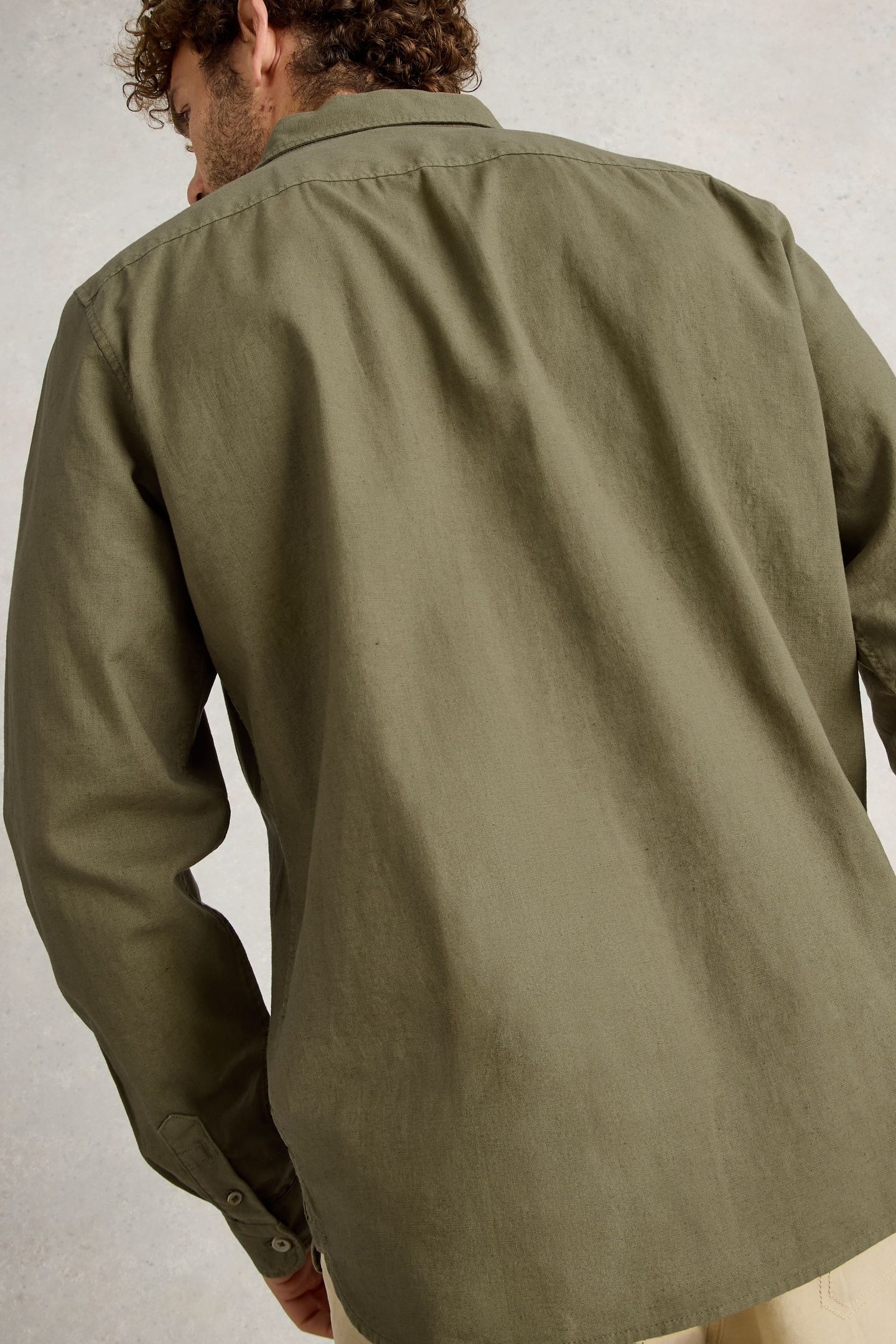 ELY LINEN COTTON LS SHIRT KHAKI GREEN 3