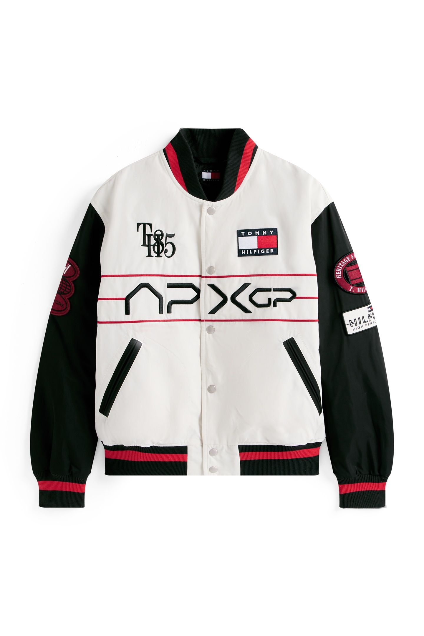 F1 MOVIE SATIN VARSITY JACKET WHITE/RED/BLACK 4