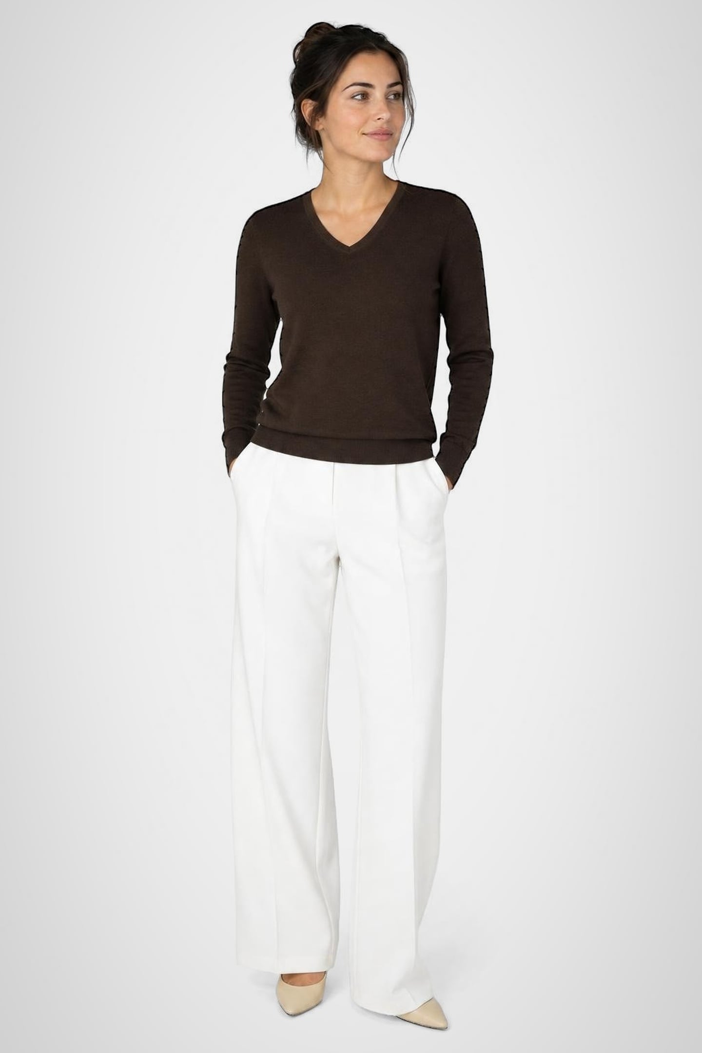 V-NECK SWEATER CHOCOLATE BROWN 2