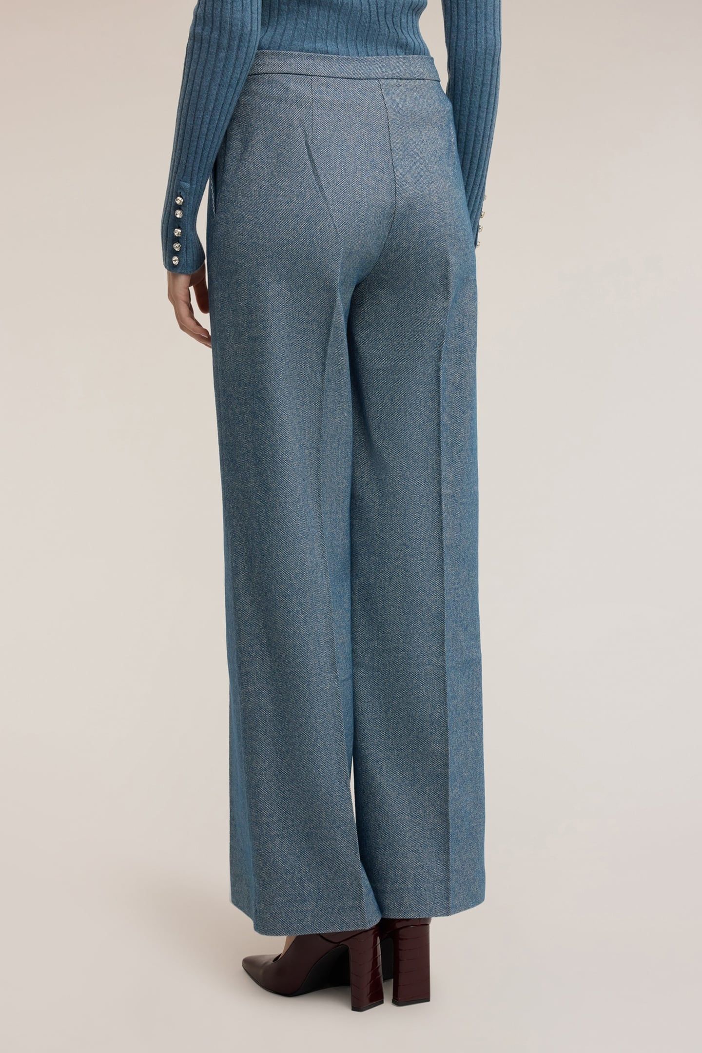 PALAZZO PANTS IN YARN-DYED FABRIC LIGHT BLUE 3