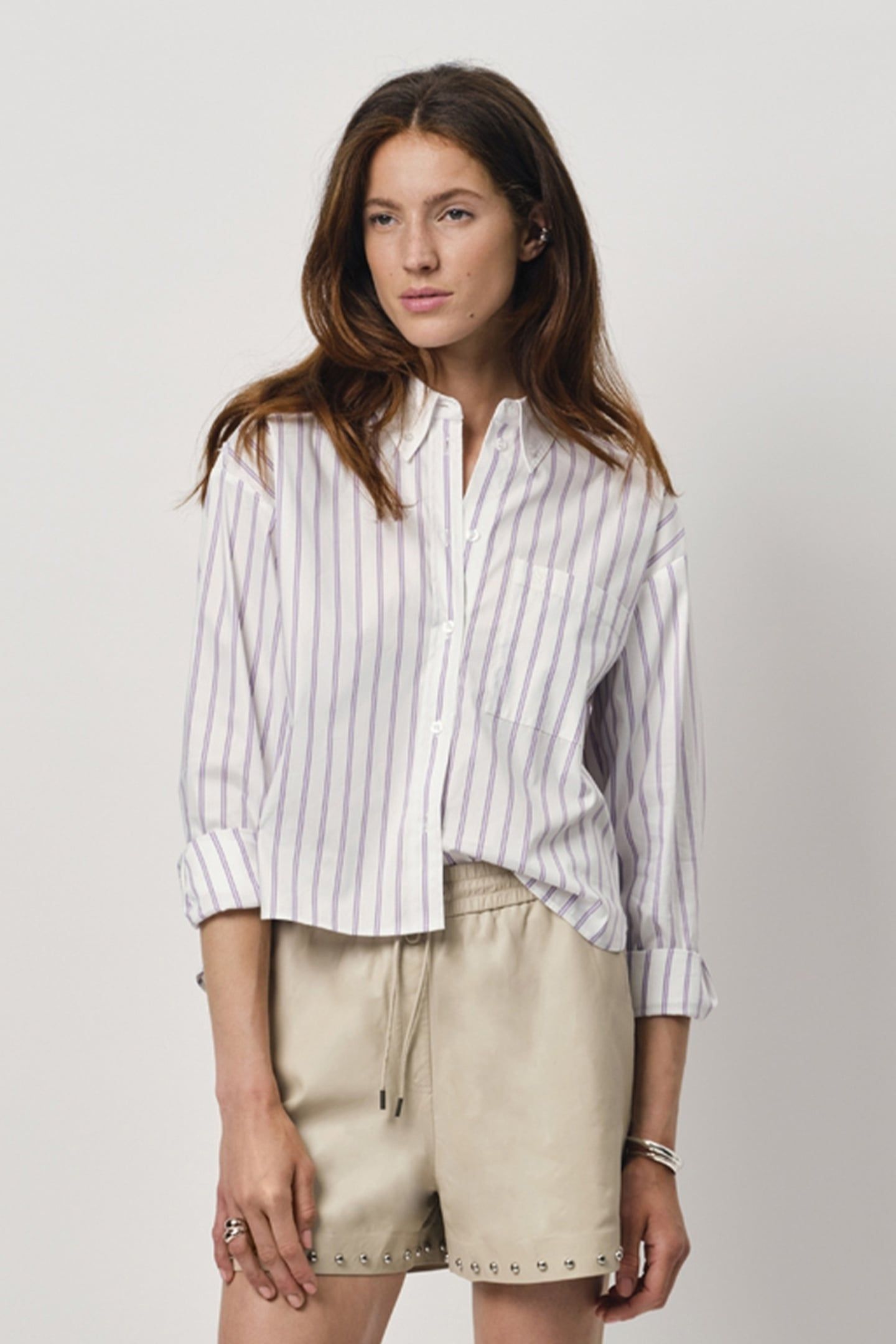 BARIQUE CROPPED STRIPE SHIRT ARCTIC LILAC 3