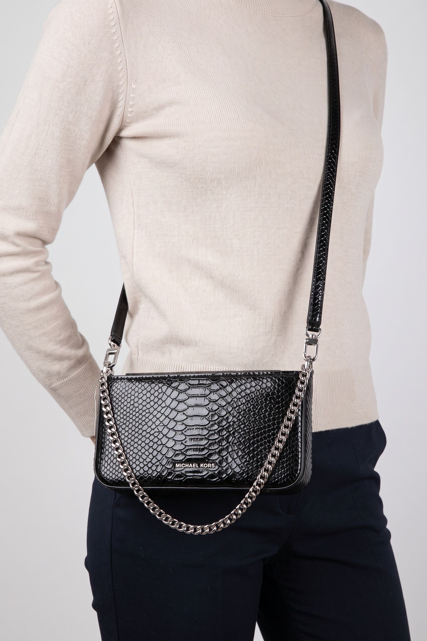 SMALL CONVERTIBLE CROSSBODY POUCHETTE BLACK 1